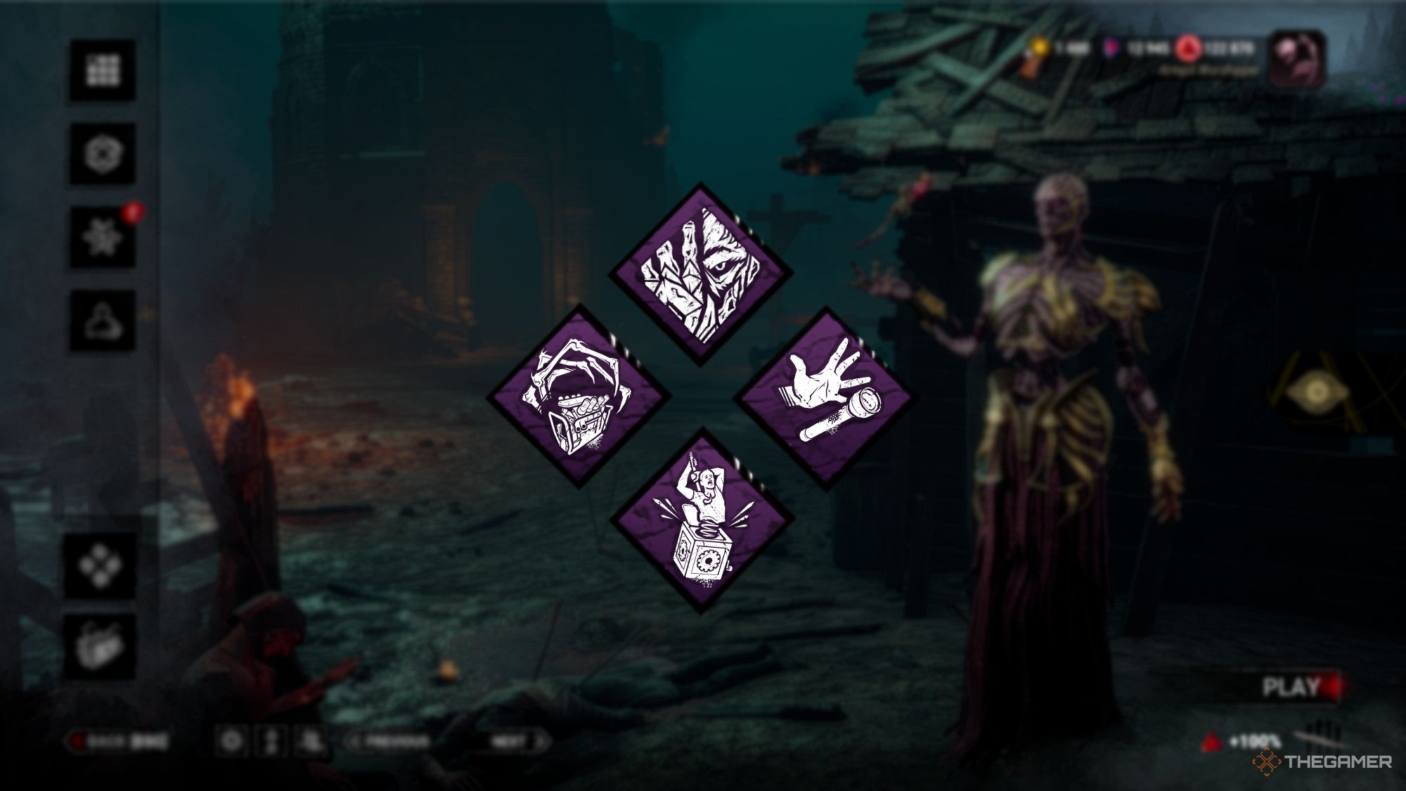 Una imagen de Dead By Daylight de la configuración de beneficio Sintonización de tejido del Lich.