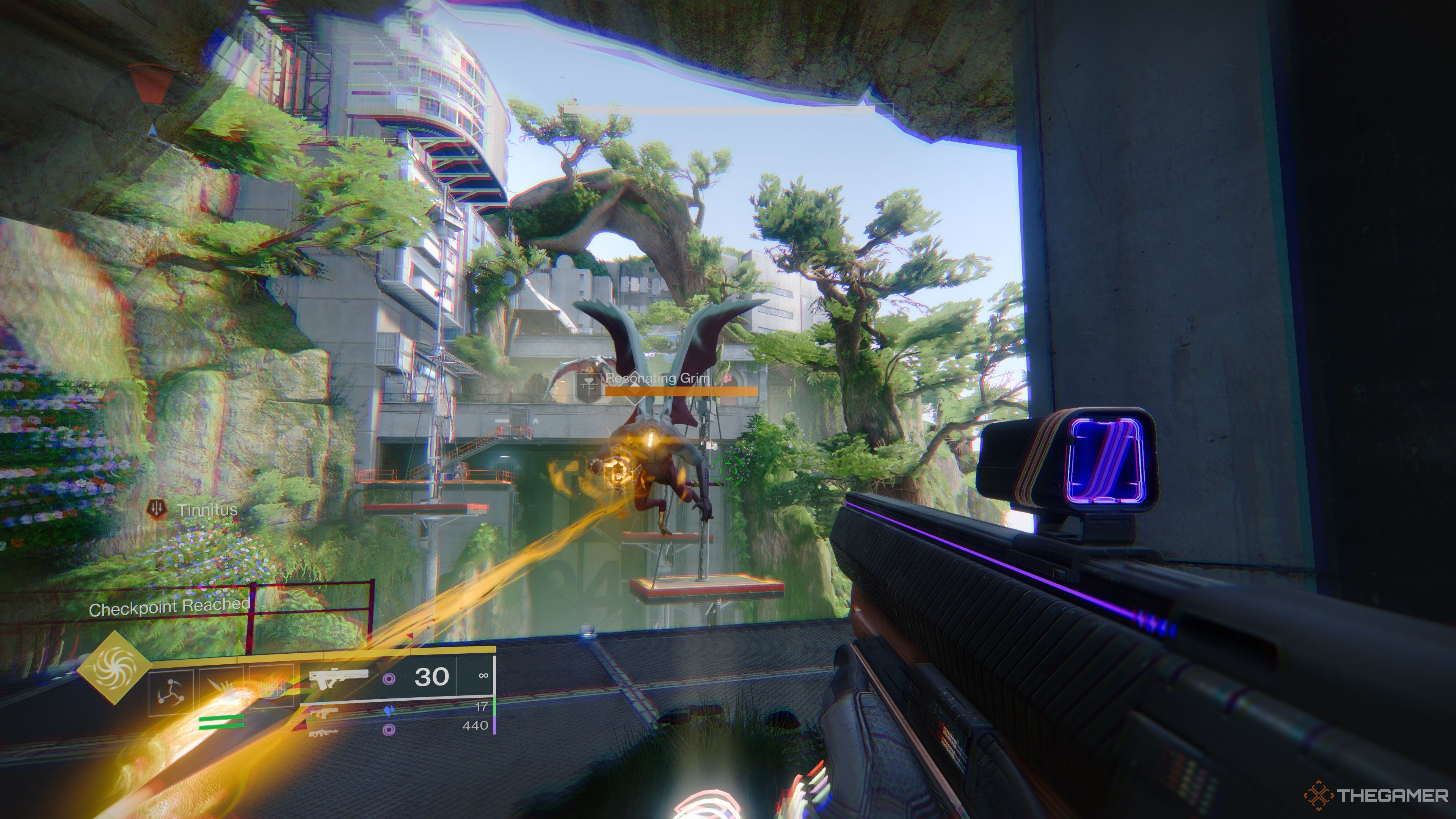 El Resonating Grim volando en Destiny 2: The Final Shape.