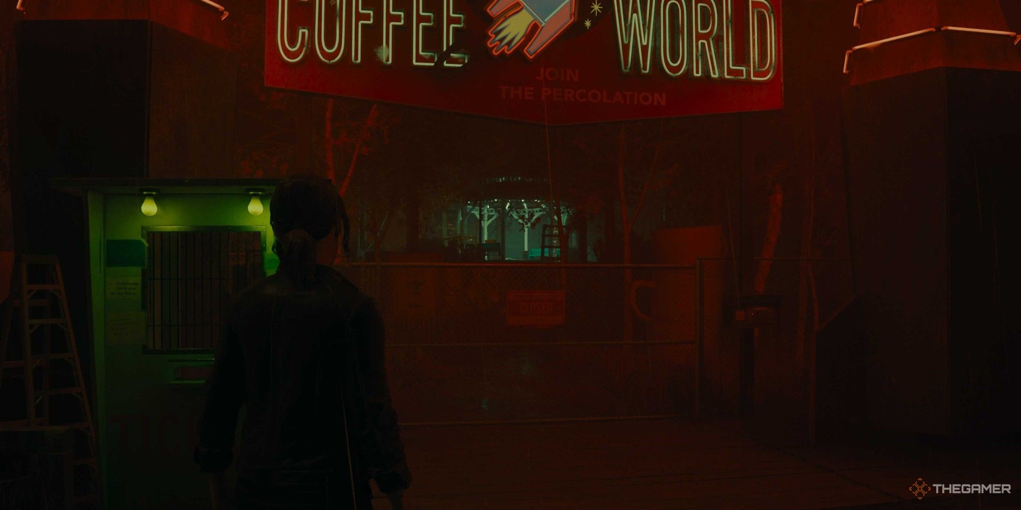 La entrada a Coffee World en Alan Wake 2: Night Springs DLC Episodio 2 North Star.