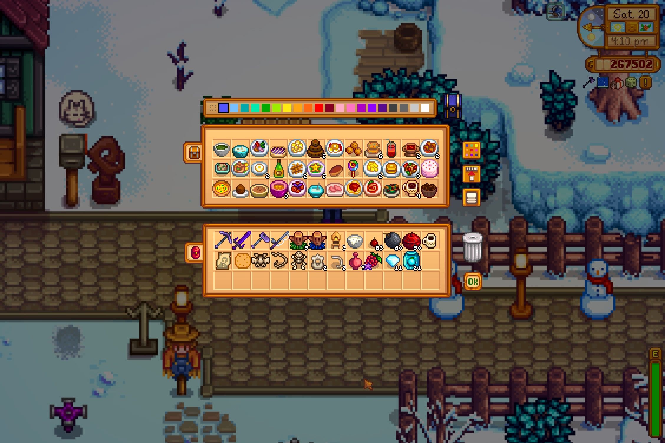 un cofre lleno de cada comida cocinada chef gourmet de stardew Valley todos los ingredientes