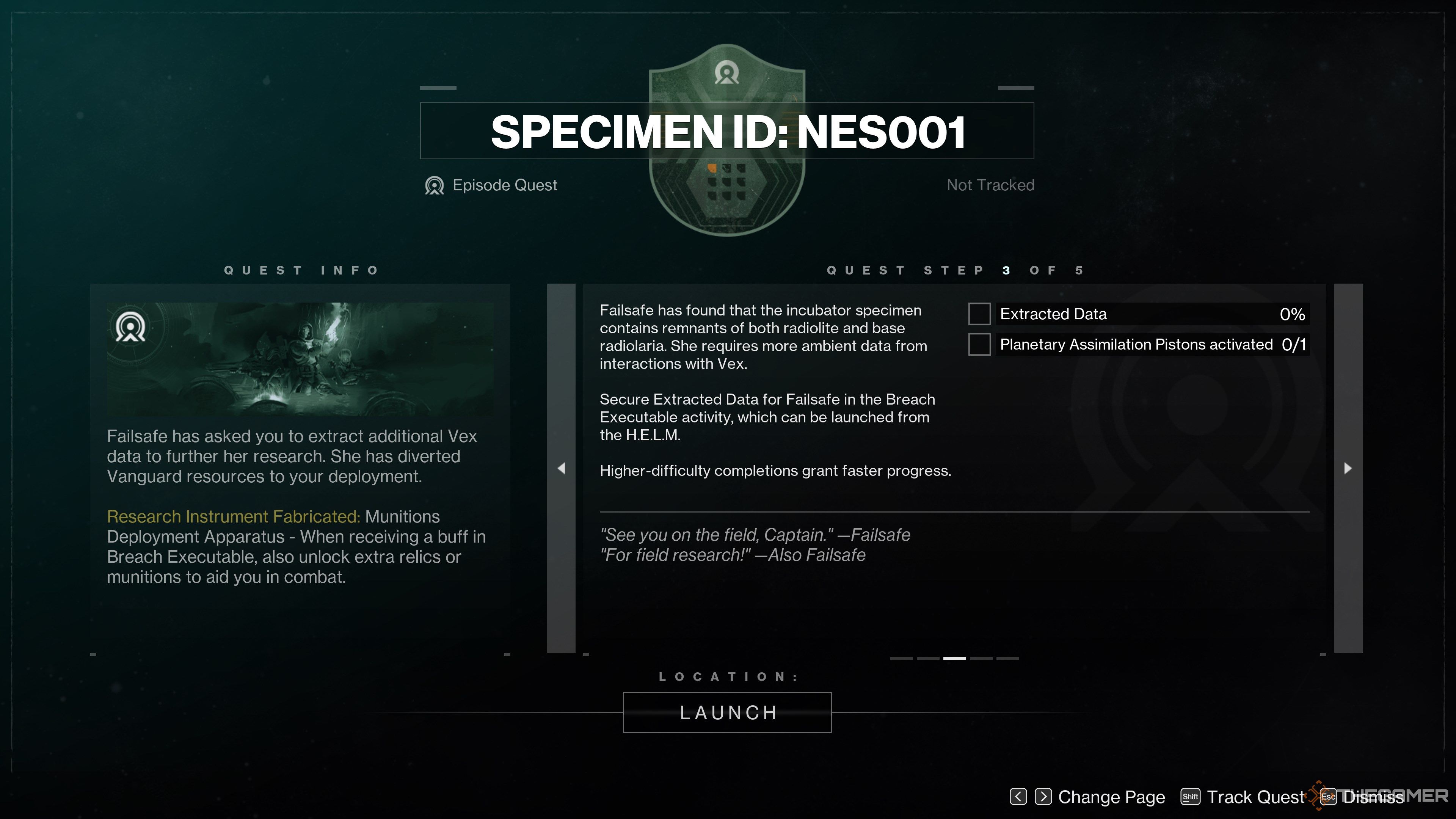 Muestra 1 de la línea de misiones de mejora de ecos de Destiny 2