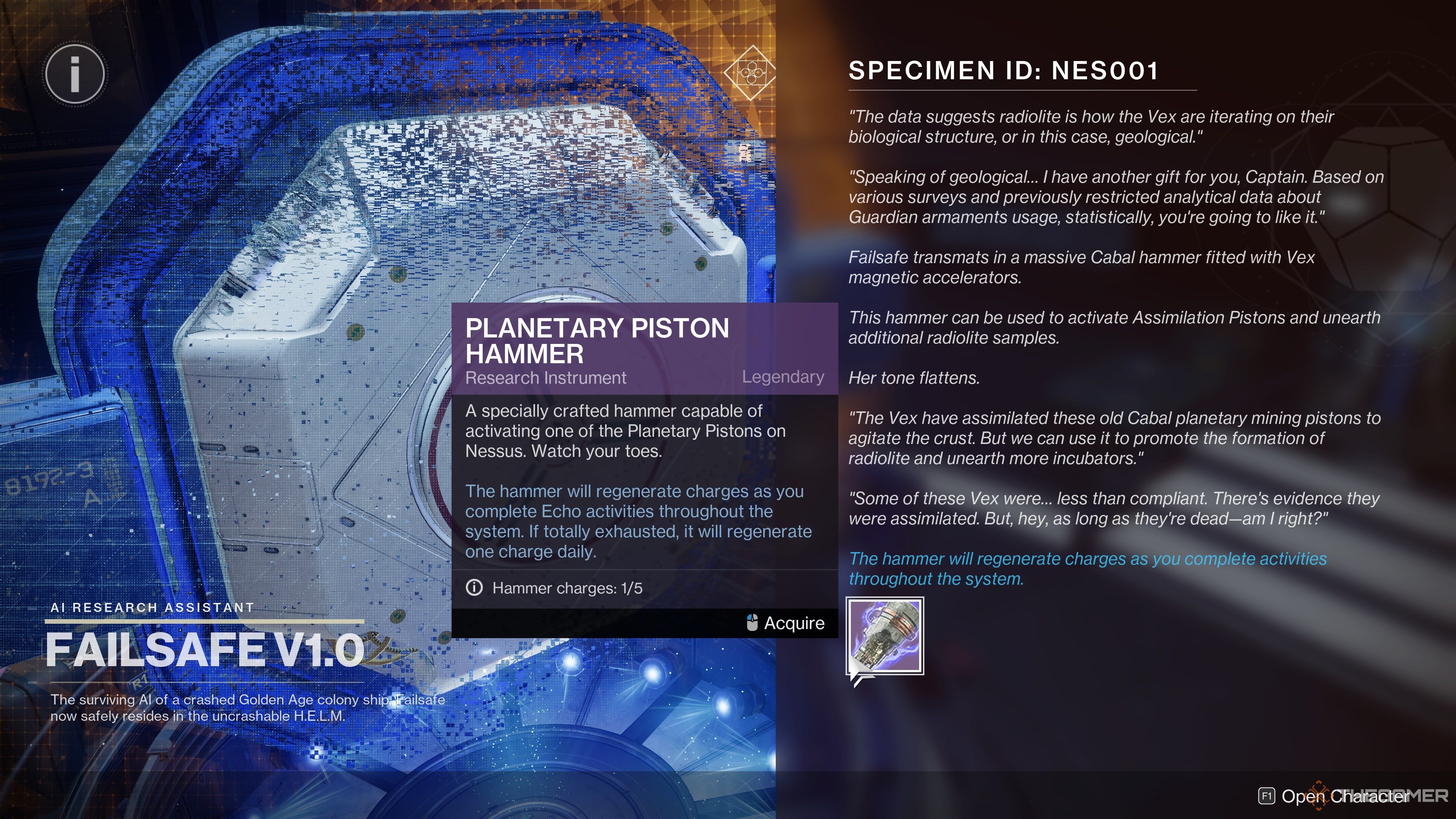 Martillo de pistón planetario Destiny 2