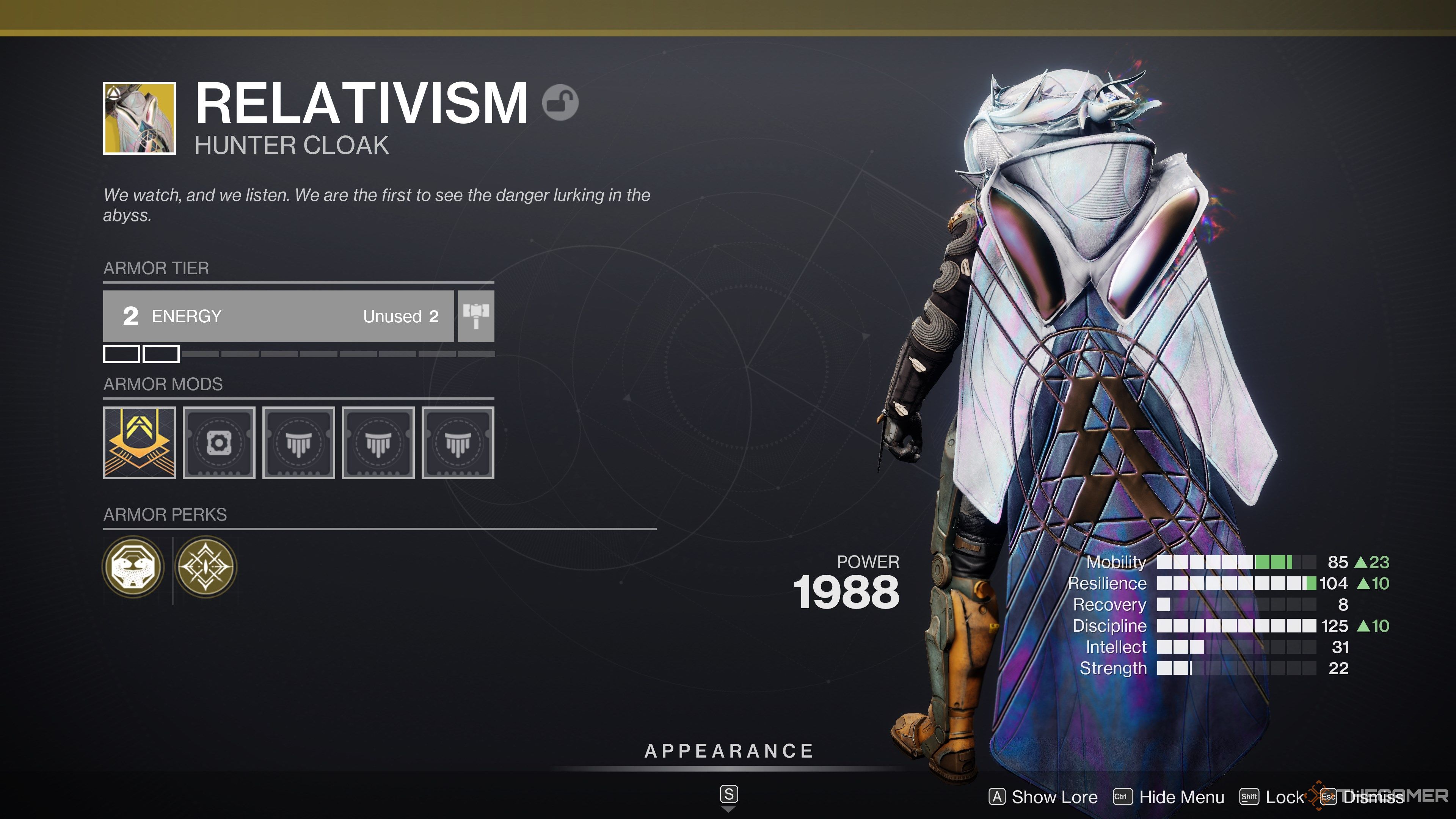 Objeto 1 de clase exótica de cazador de Destiny 2