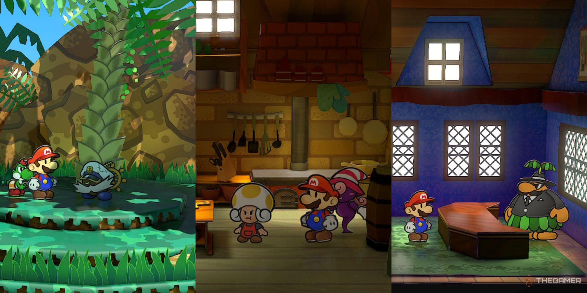 Imagen destacada de Paper Mario, la puerta de los mil años, con el almirante bobbery en la llave de quilla, zess t.  y don piñata
