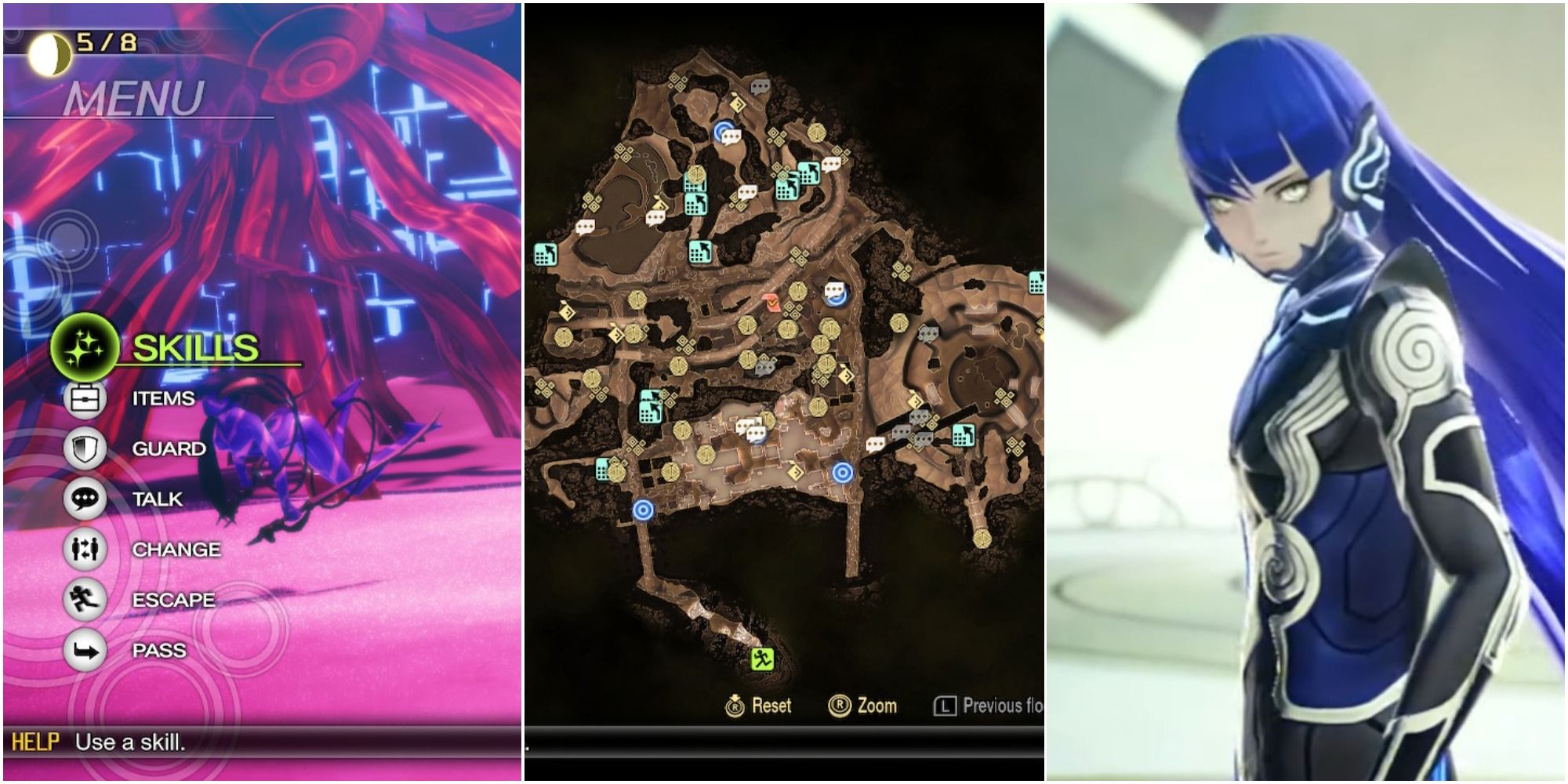 SMT 5: collage de absceso, mapa del barrio taito y nahobino
