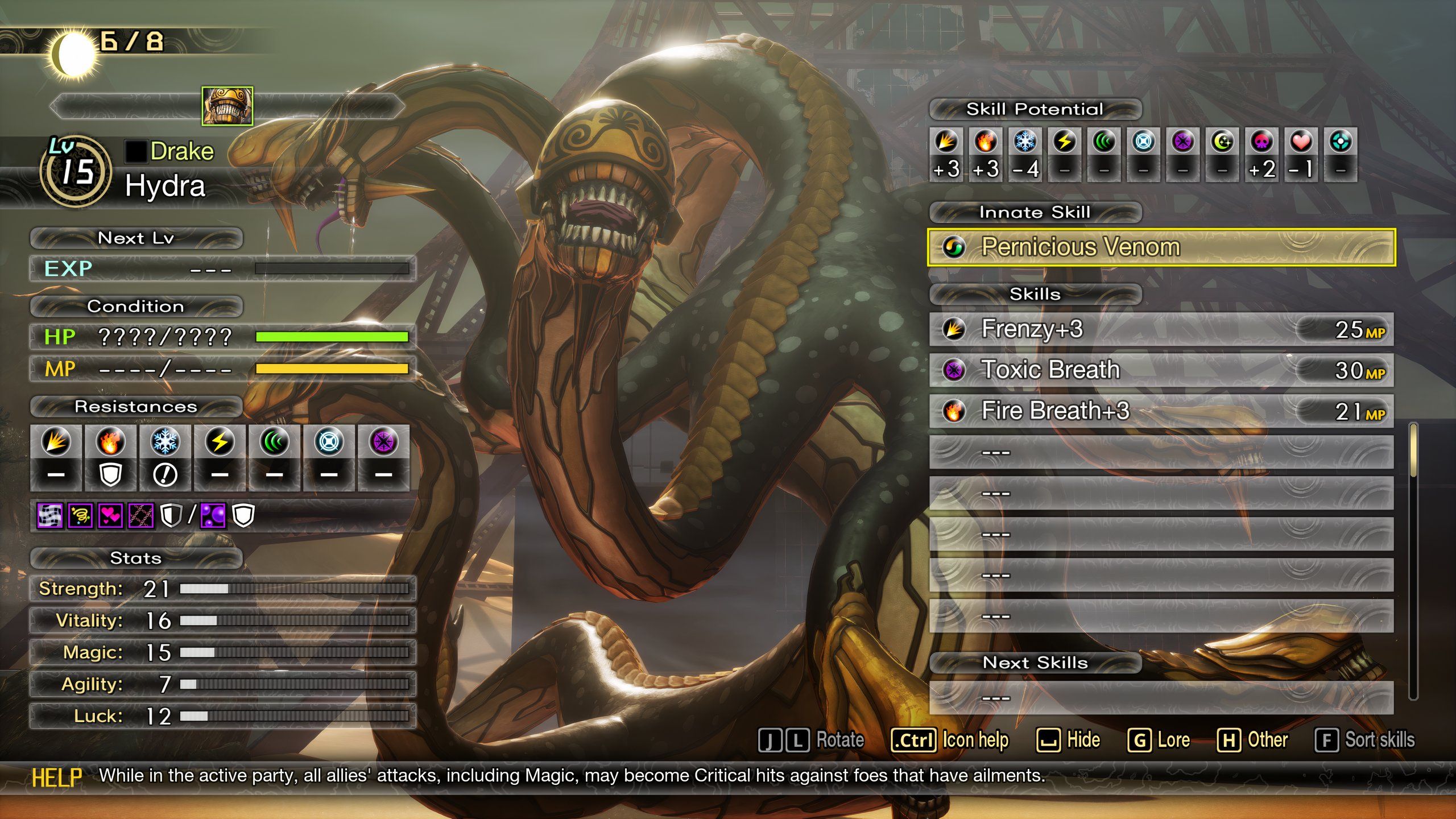 Escaneando la pelea del jefe de Hydra en Shin Megami Tensei 5: Vengeance