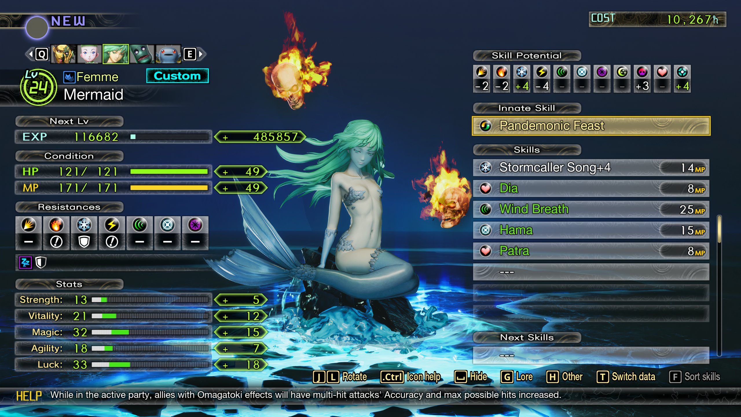 Información de la base de datos del Mermaid's Demon Compendium en Shin Megami Tensei 5: Vengeance