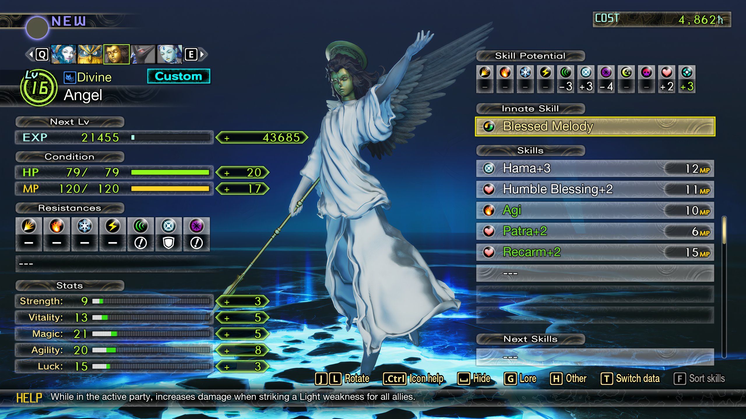 Ángel, como se ve en Shin Megami Tensei 5: Vengeance's Demon Compendium