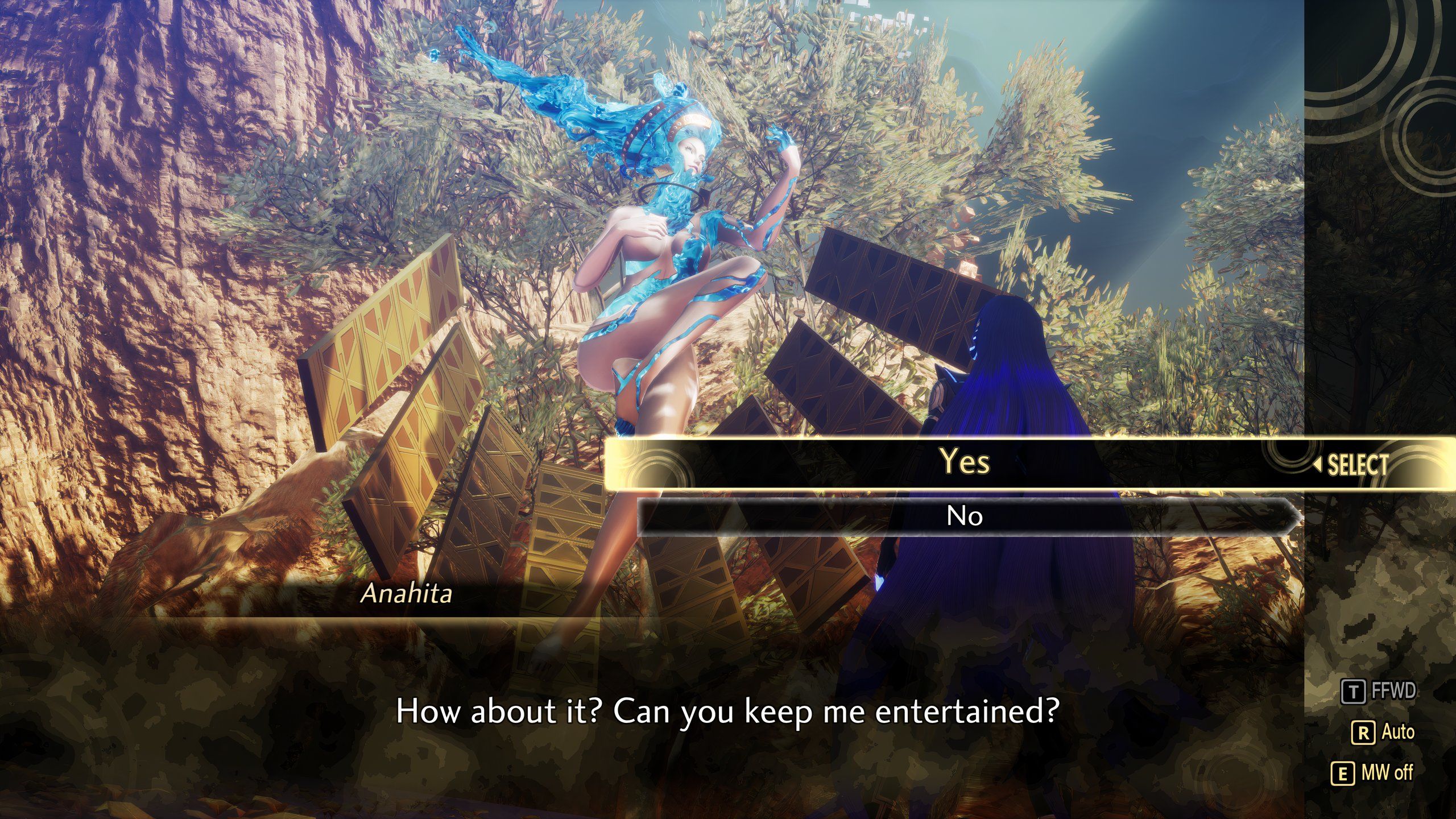 Hablando con Anahita en Shin megami Tensei 5: Venganza