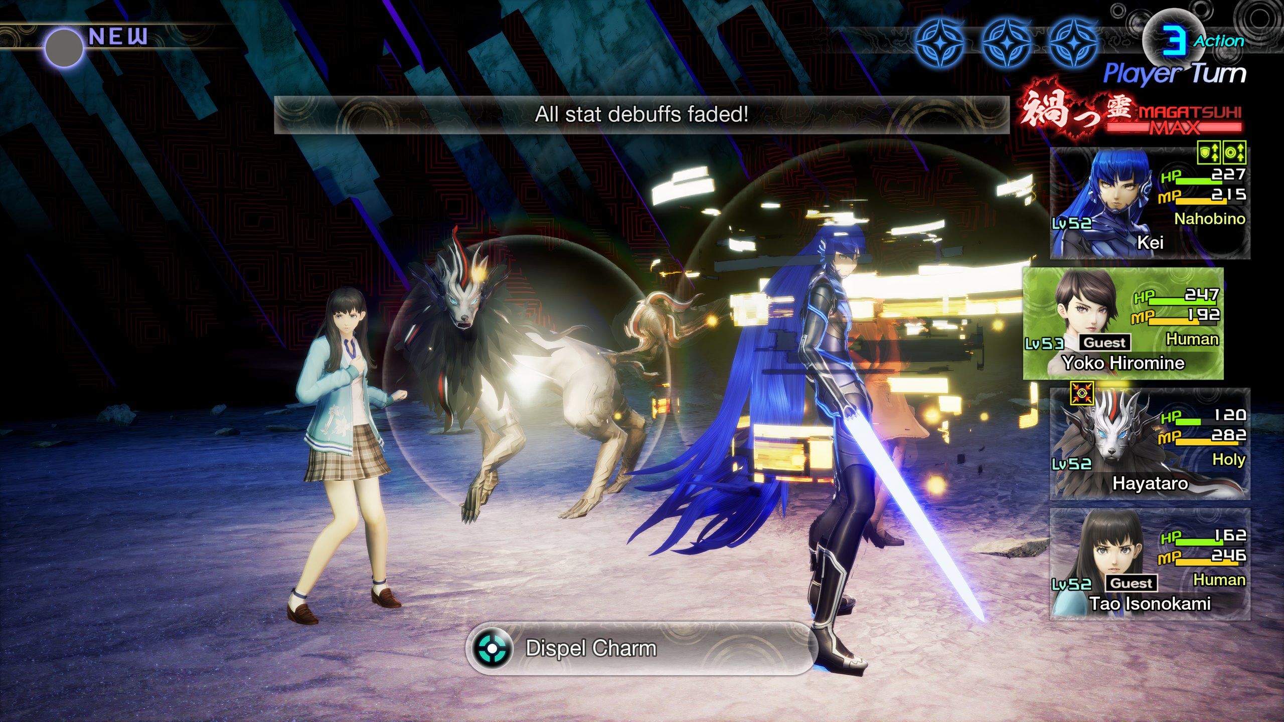 El grupo elimina desventajas durante la batalla de Shin Megami Tensei 5: Vengeance White Rider