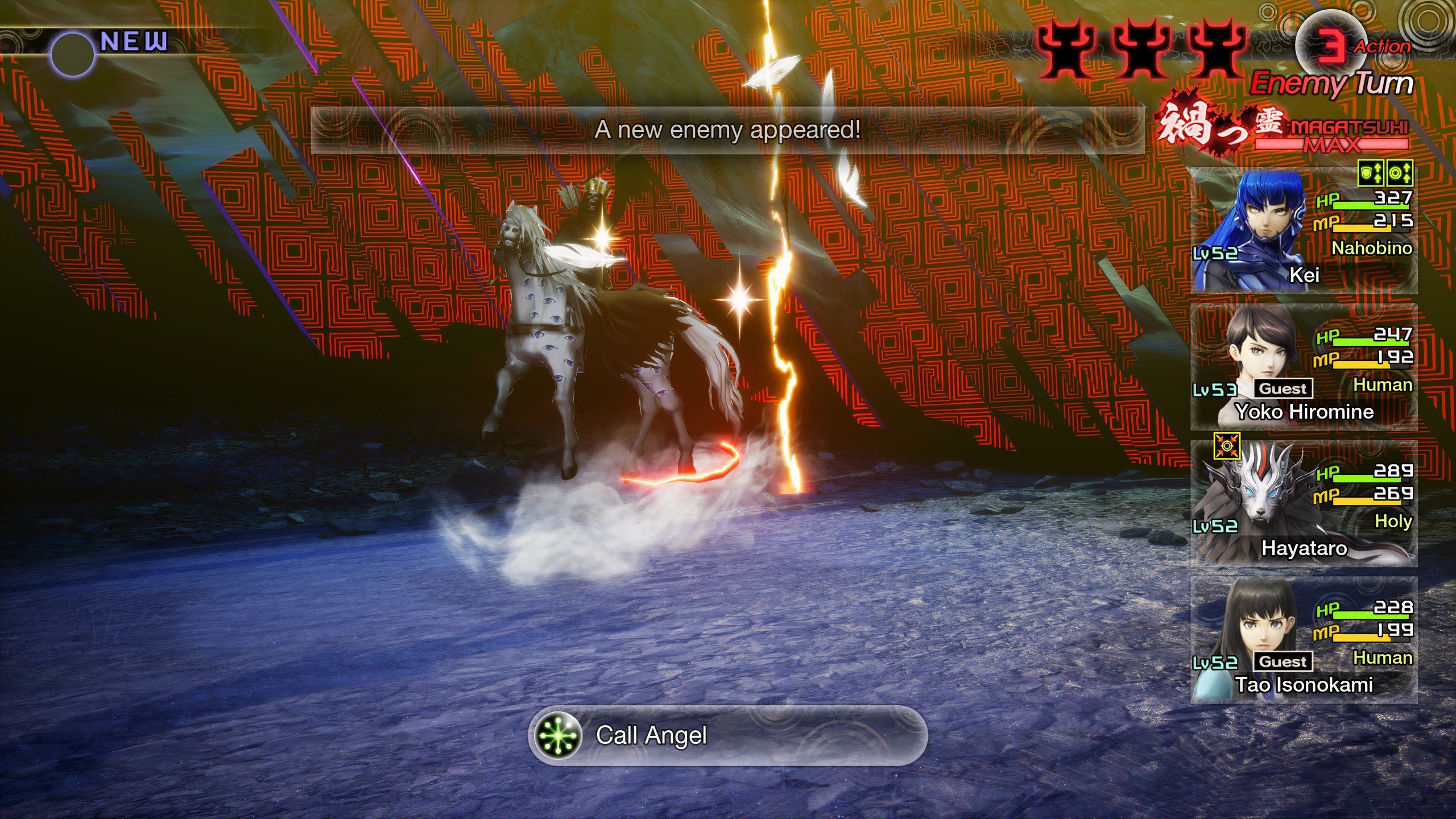 White Rider convocando aliados en Shin Megami Tensei 5: Vengeance