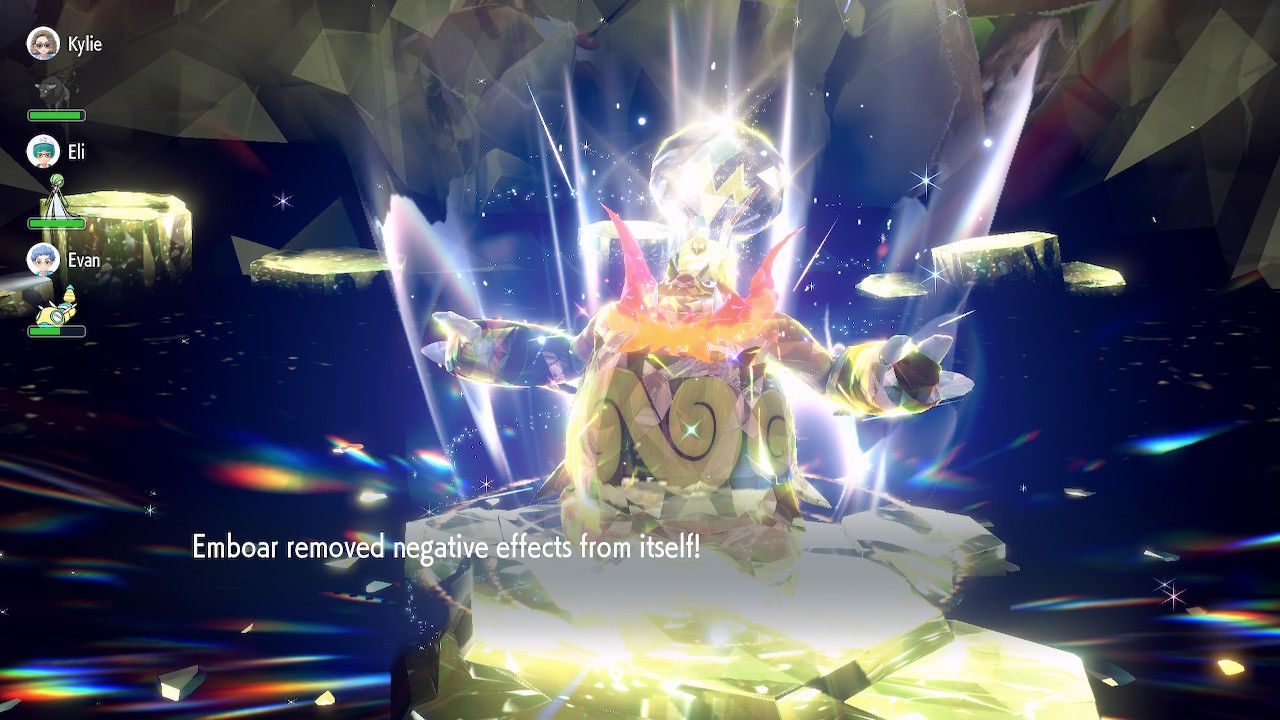 Una captura de pantalla de Electric Tera Emboar en Pokémon Escarlata y Violeta