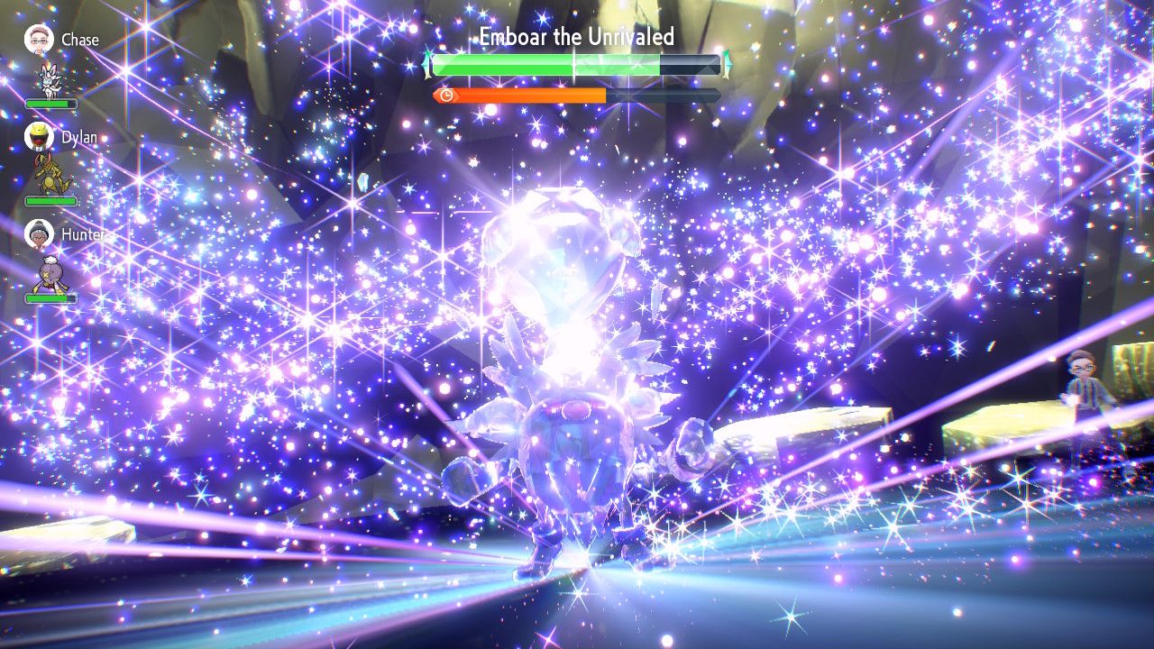 Una captura de pantalla de Pokémon Scarlet y Violet que muestra a Annihilape Terastalizándose en un tipo fantasma.