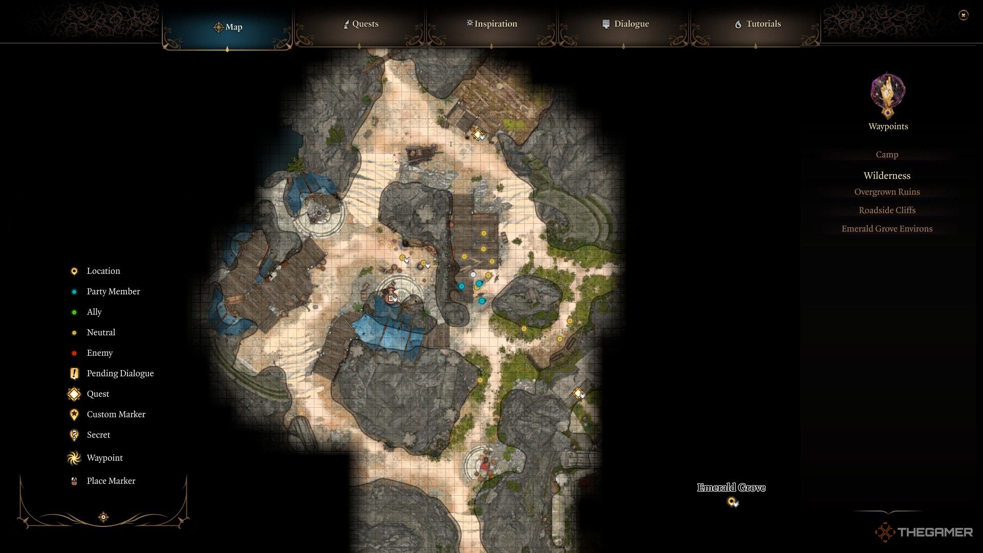 Ubicación de Wyll como se muestra en el mapa mundial de Baldur's Gate 3.