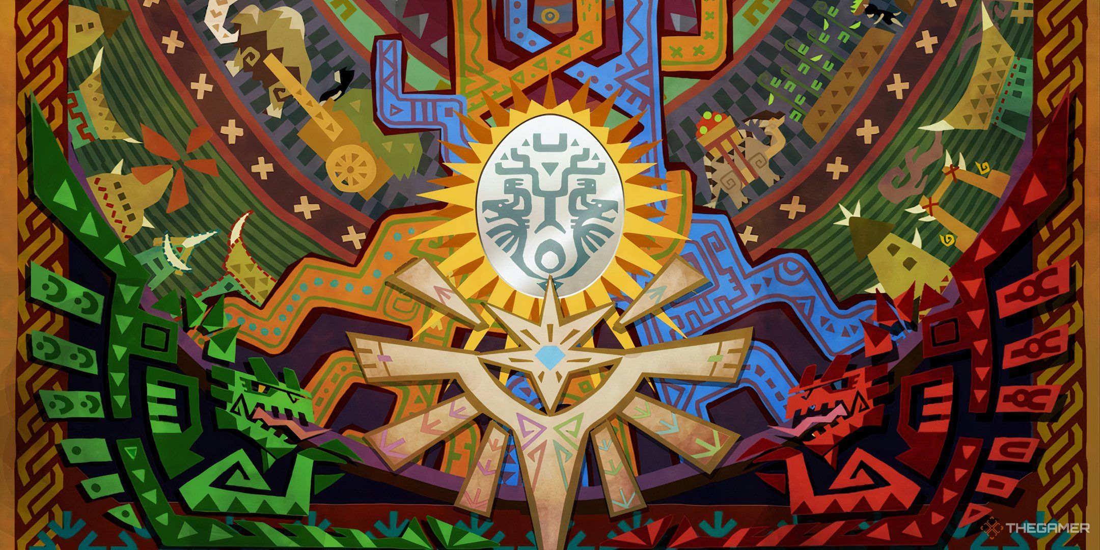 El mural de la pantalla de carga de Monster Hunter Stories.