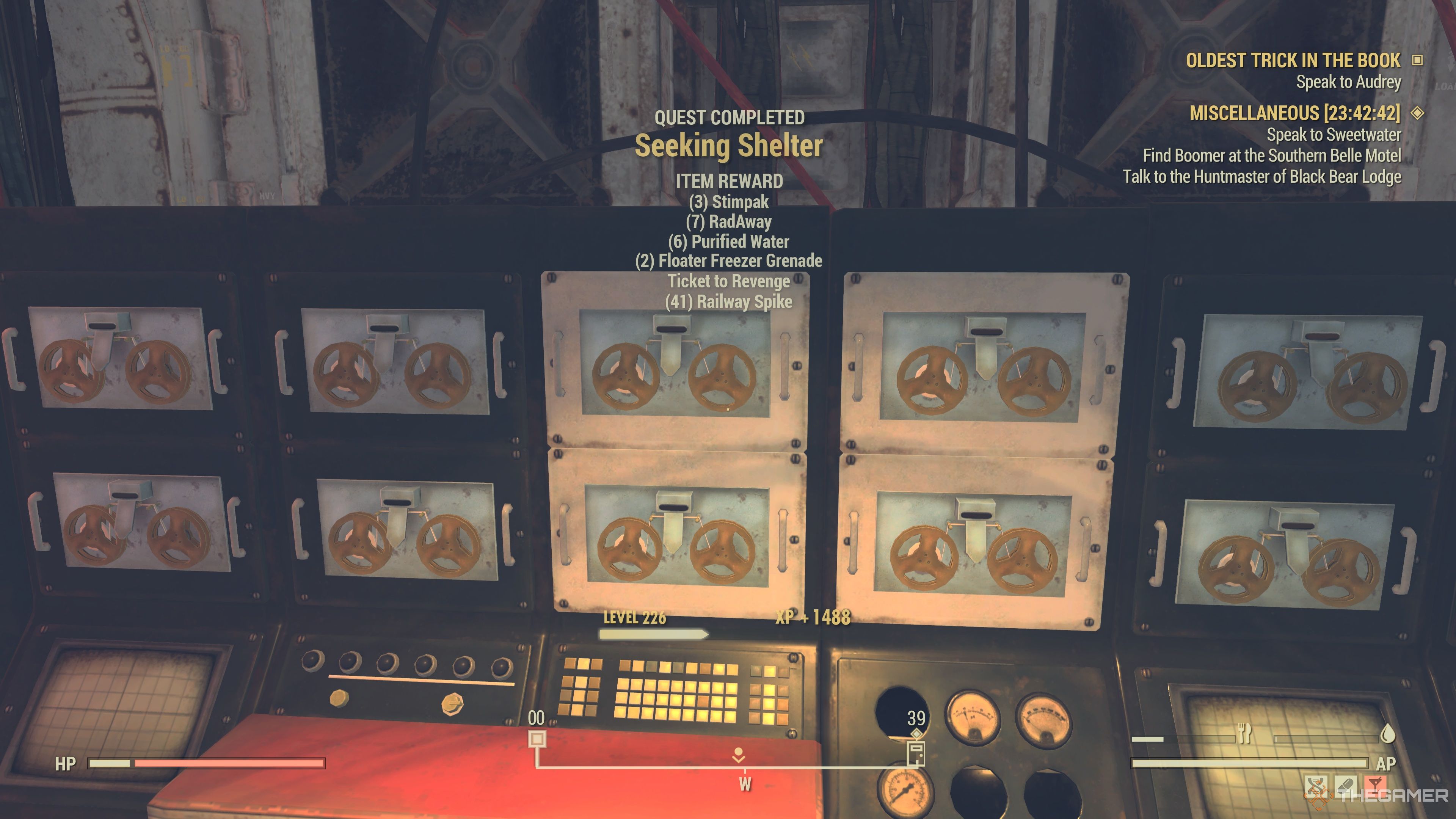 Las recompensas de la misión Buscando refugio en Fallout 76.