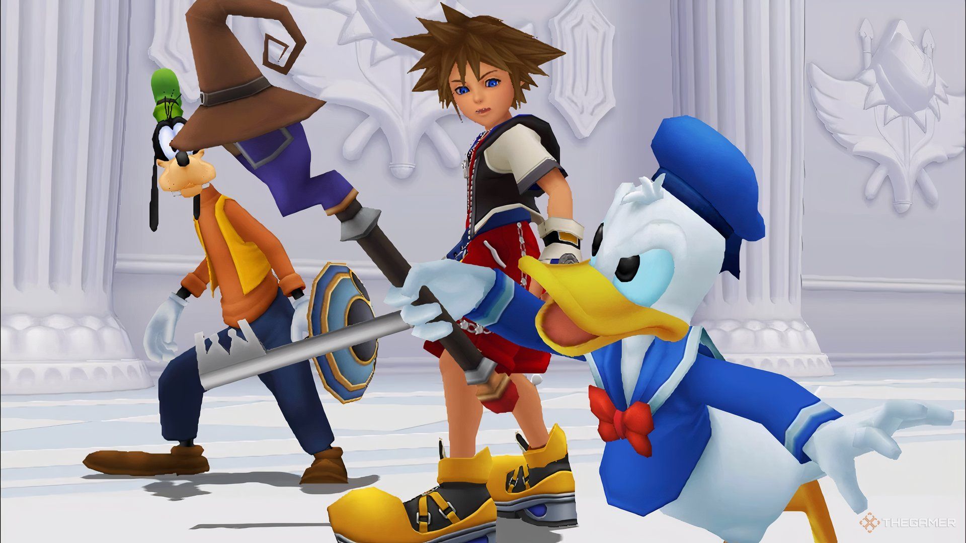 KINGDOM HEARTS ReChain of Memories Sora, Donald y Goofy en Castle Oblivion