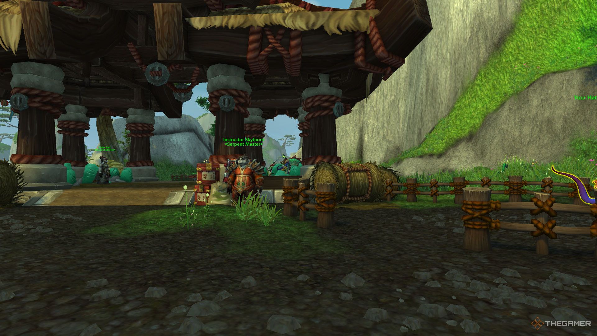 El élder Anli y el instructor Skythorn en el Arboretum In The Mists Of Pandaria Remix World Of Warcraft.