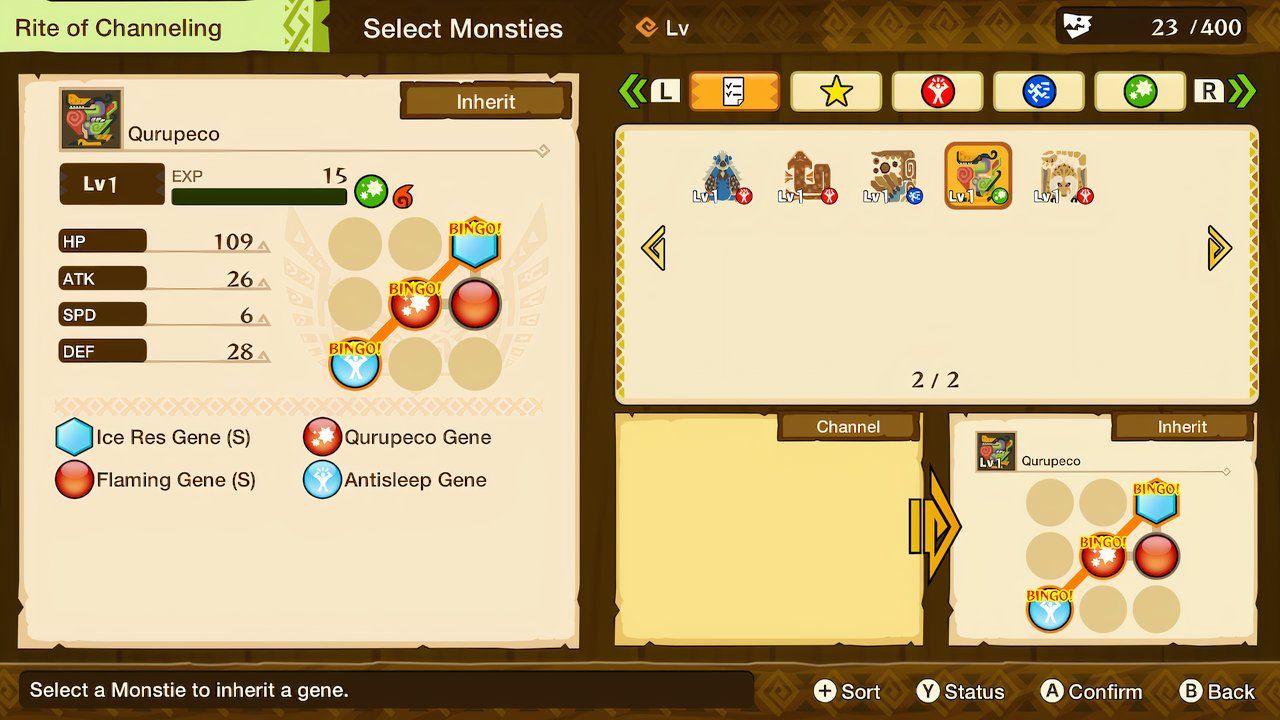 usando una cuenta en un qurupeco con bingo en el rito de canalización en cuentos de cazadores de monstruos