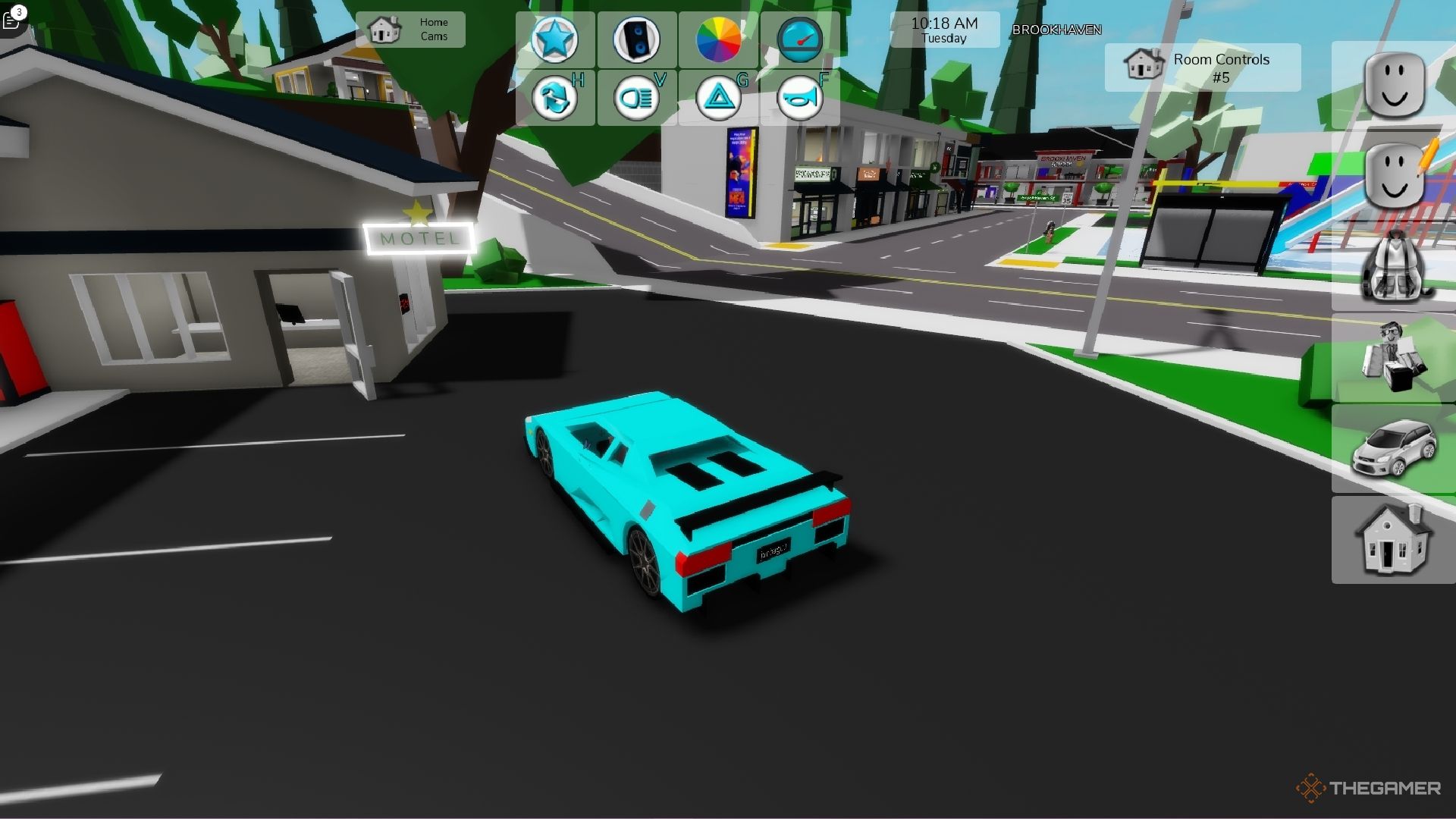 jugador de roblox brookhaven en auto verde azulado