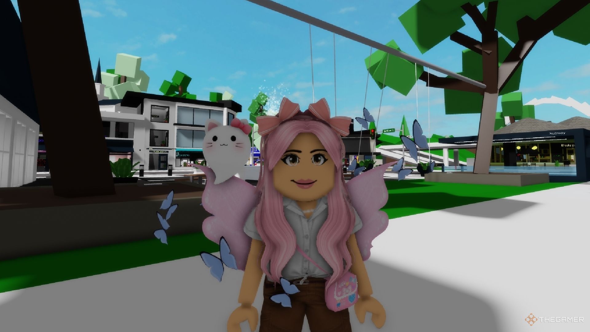 Jugador de roblox brookhaven mirando hacia la cámara