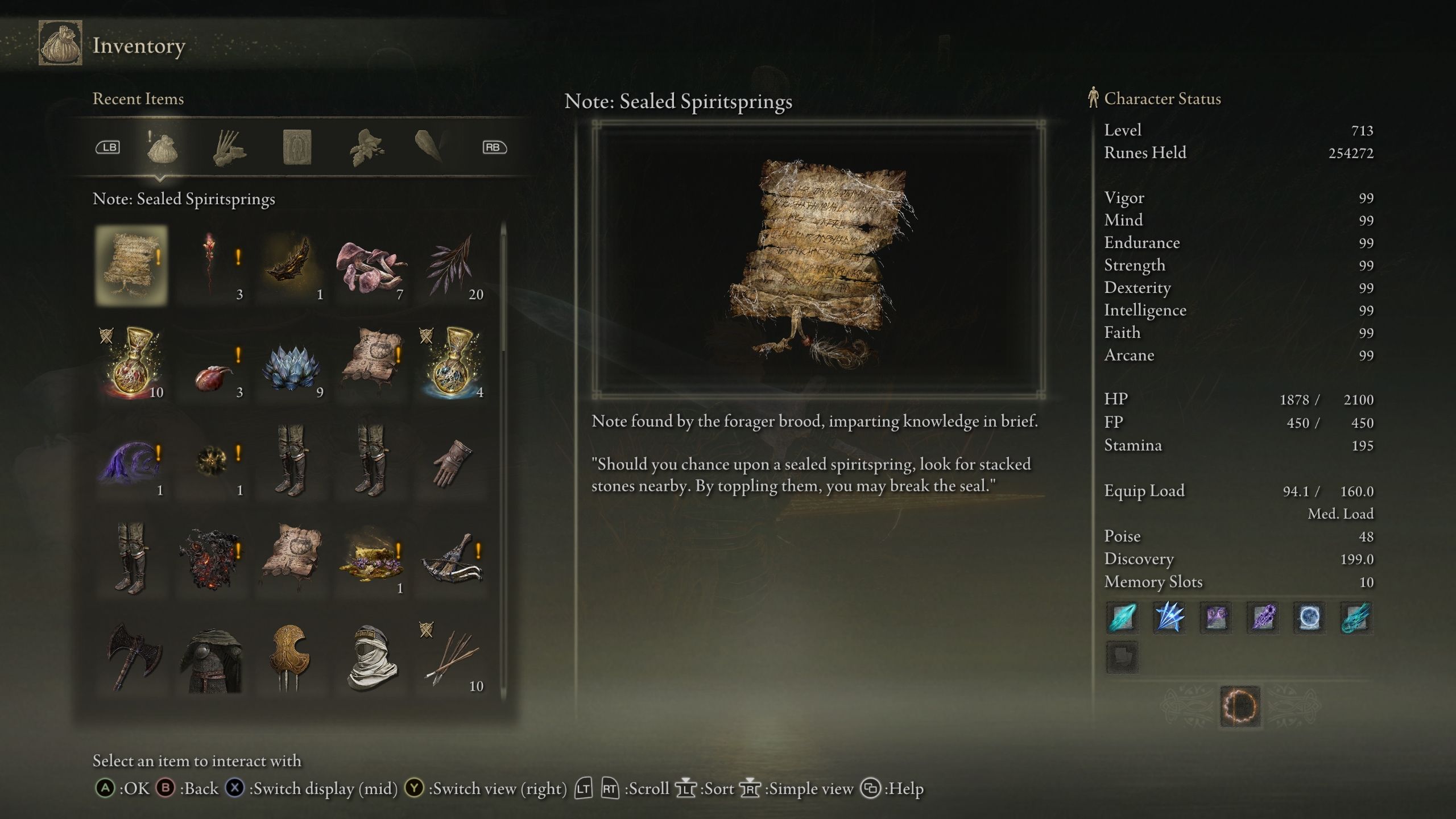 Una nota que menciona cómo desbloquear Sealed Spiritsprings - Elden Ring Shadow of the Erdtree