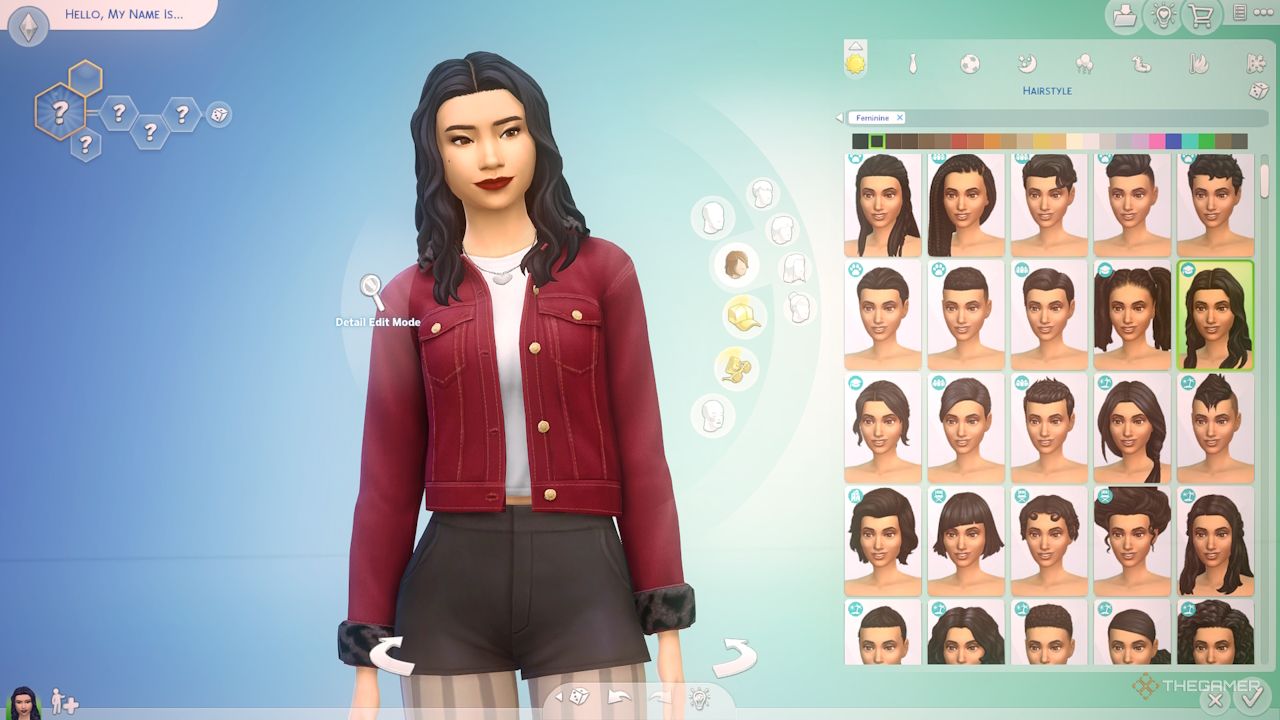Un Sim en modo CAS con cinco columnas para elementos