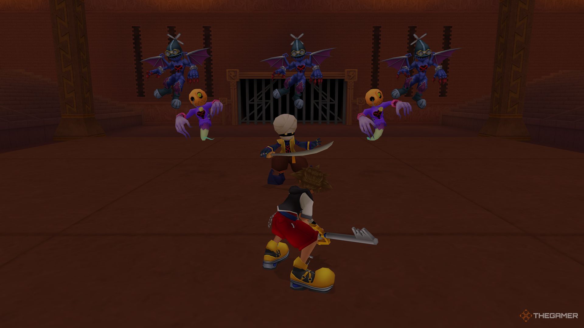 Sora se prepara para luchar contra el equipo Ghost Bandits en la Copa Pegasus en el Olympus Colosseum en Kingdom Hearts Final Mix.