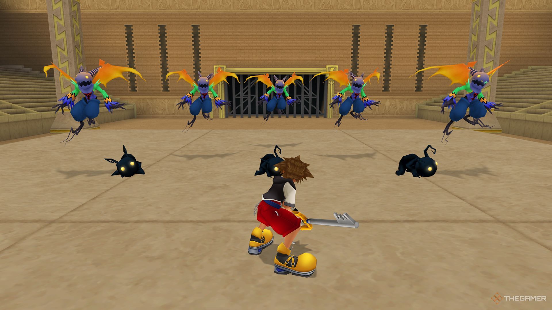 Sora se prepara para luchar contra el equipo Dusk Vanguard en la Copa Hércules en el Olympus Colosseum en Kingdom Hearts Final Mix.