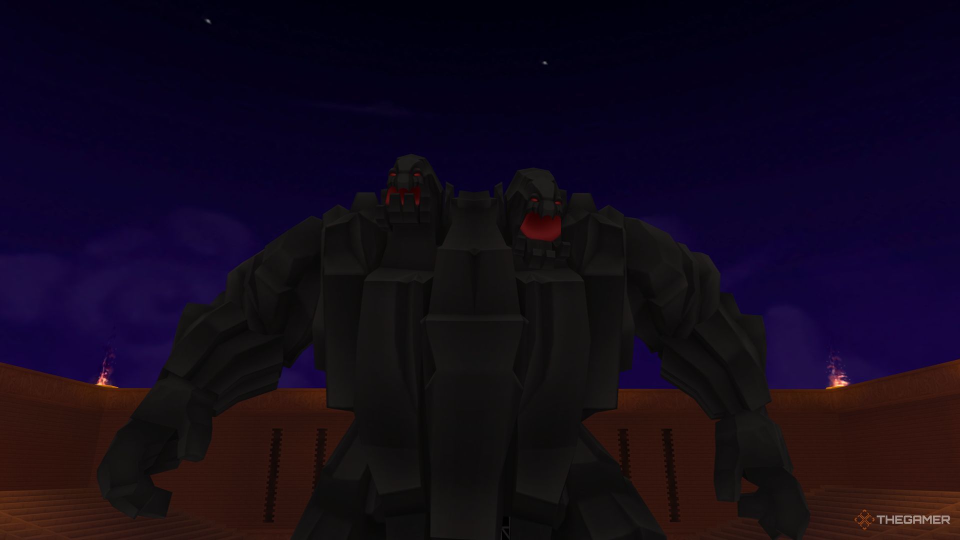 El grupo que se prepara para luchar contra Rock Titan en la Copa Hades en el Olympus Colosseum en Kingdom Hearts Final Mix.