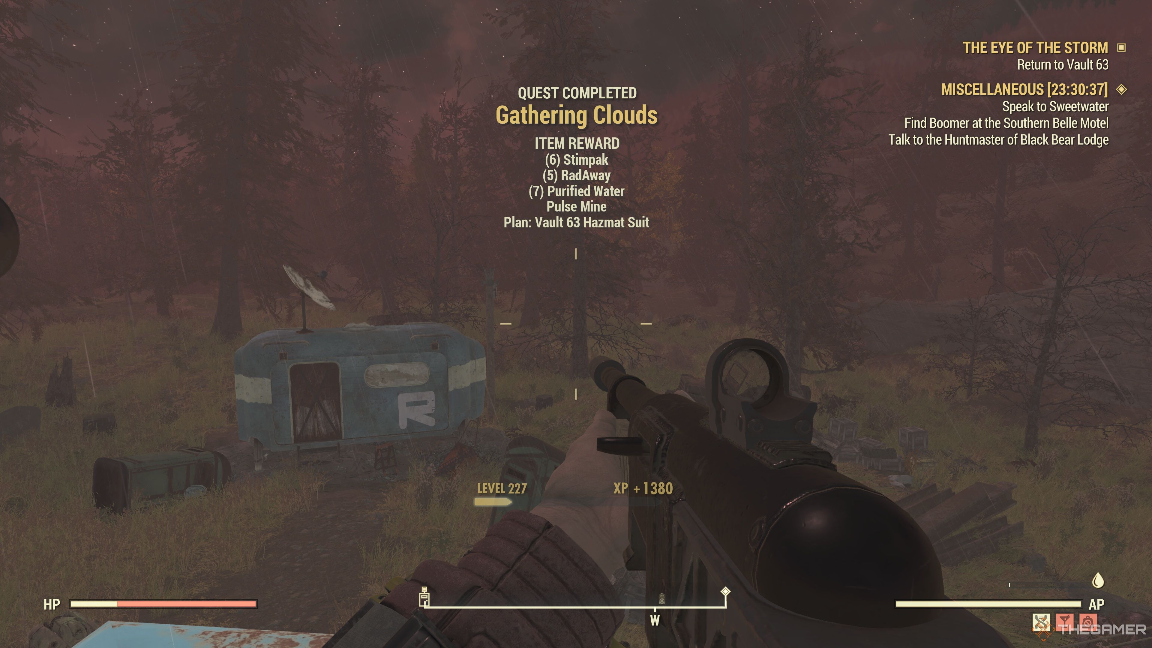 La lista de recompensas de Gathering Clouds en Fallout 76.