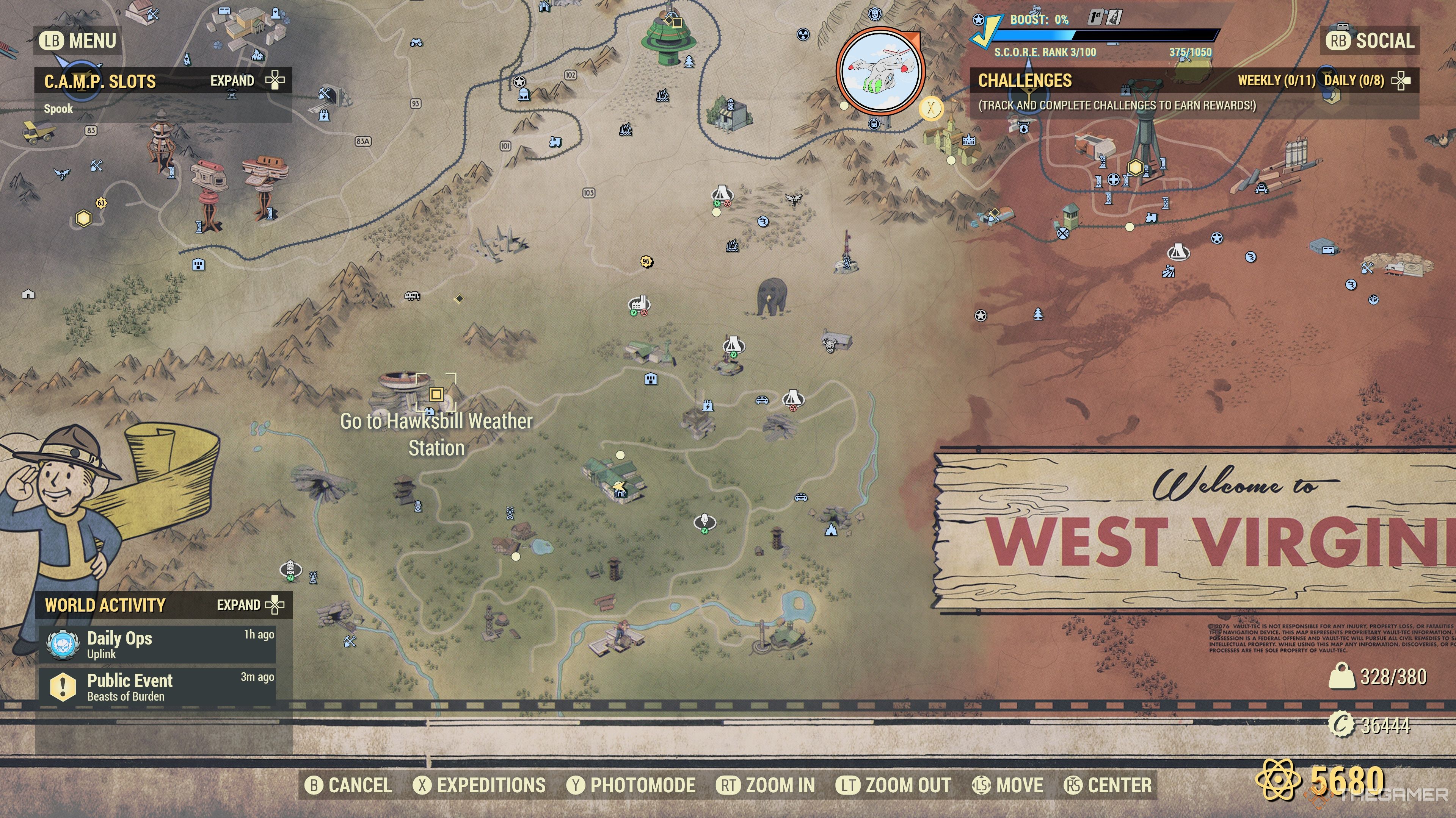 El Ojo de la Tormenta Ubicación inicial en Fallout 76.