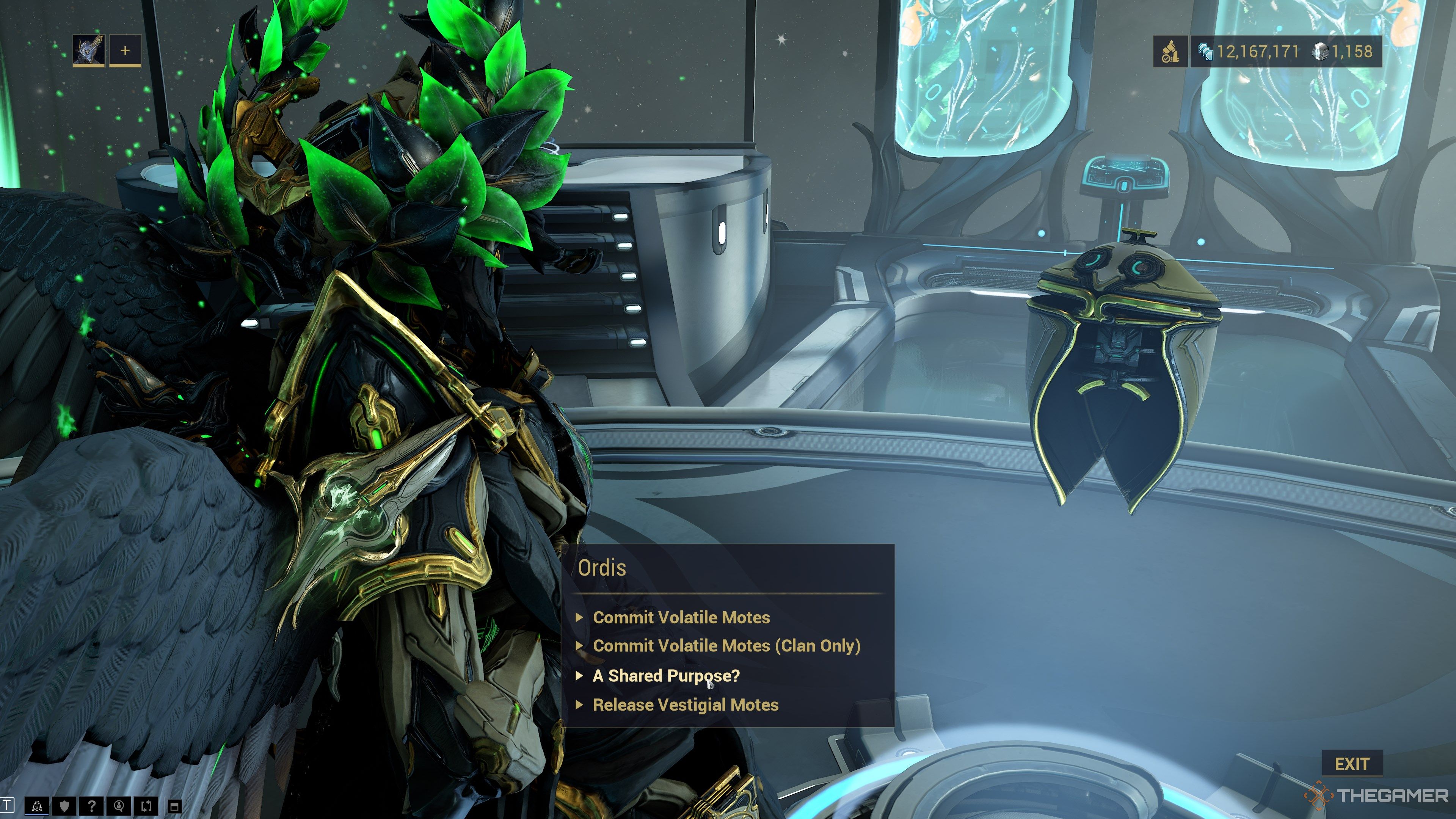 Warframe Ordis Un mensaje de diálogo de propósito compartido