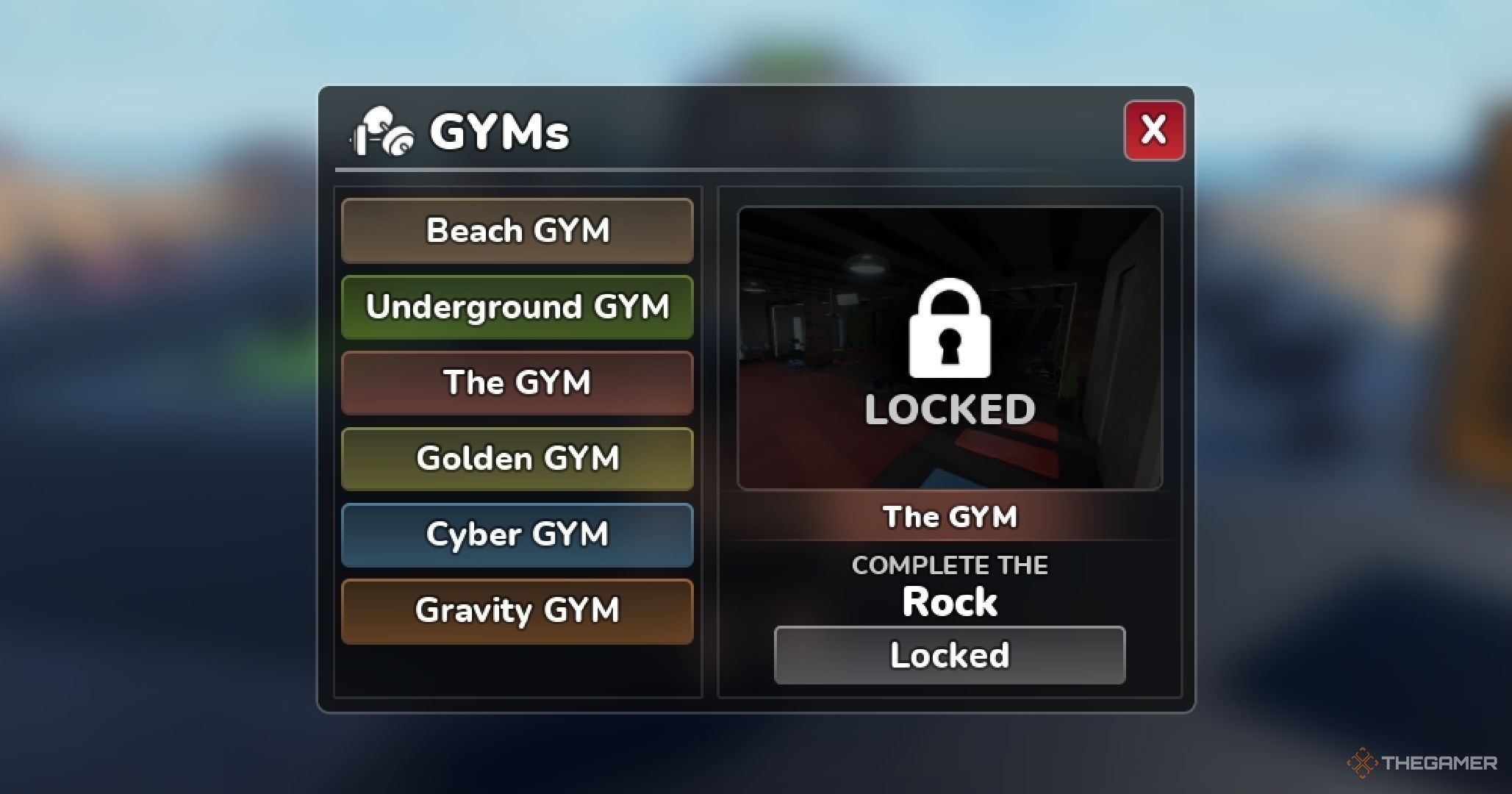 Menú de desbloqueo de roblox gym league para los 6 gimnasios