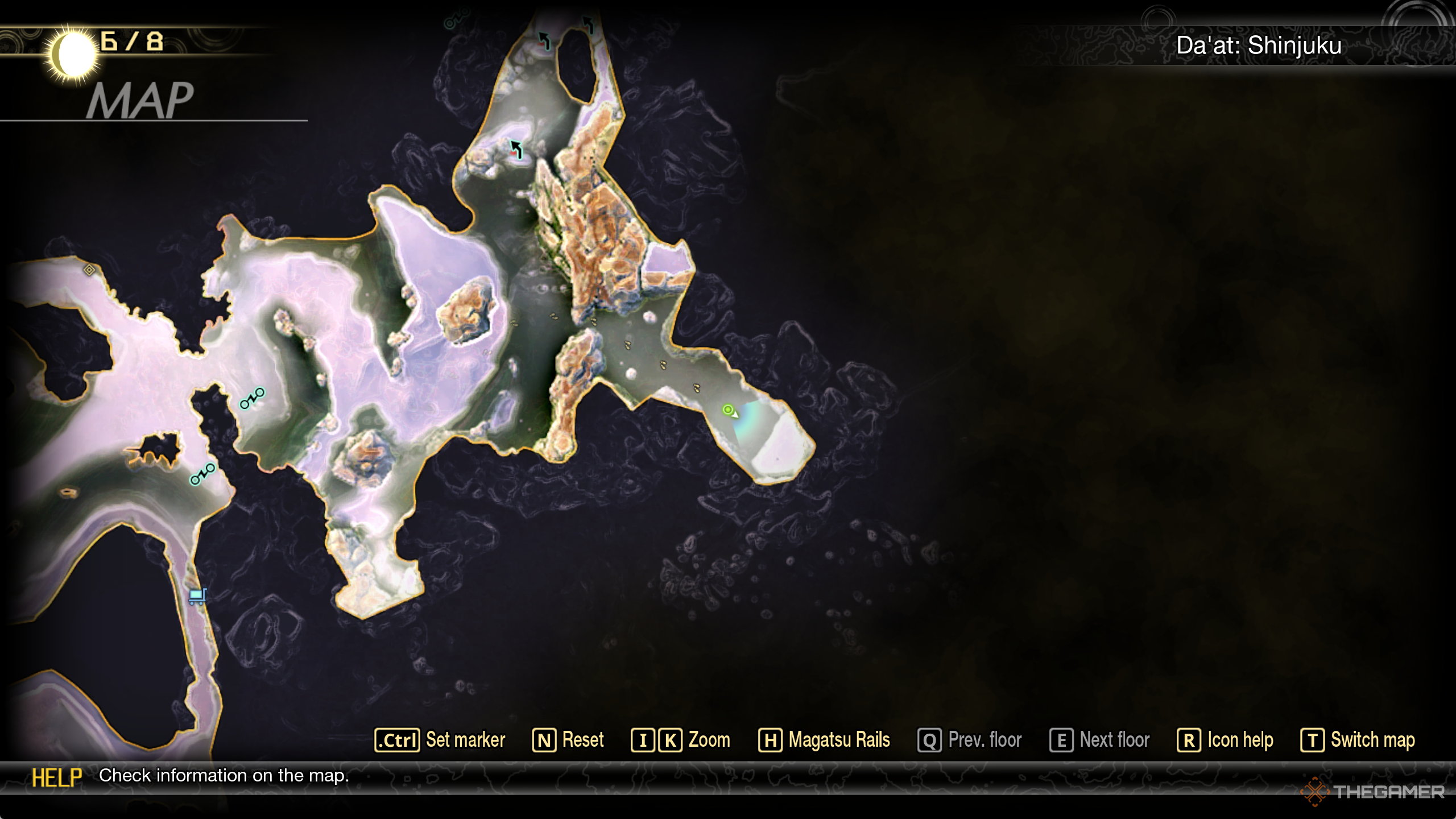 Mapa que muestra el absceso de Shinjuku Yotsuya en Shin Megami Tensei 5: Vengeance