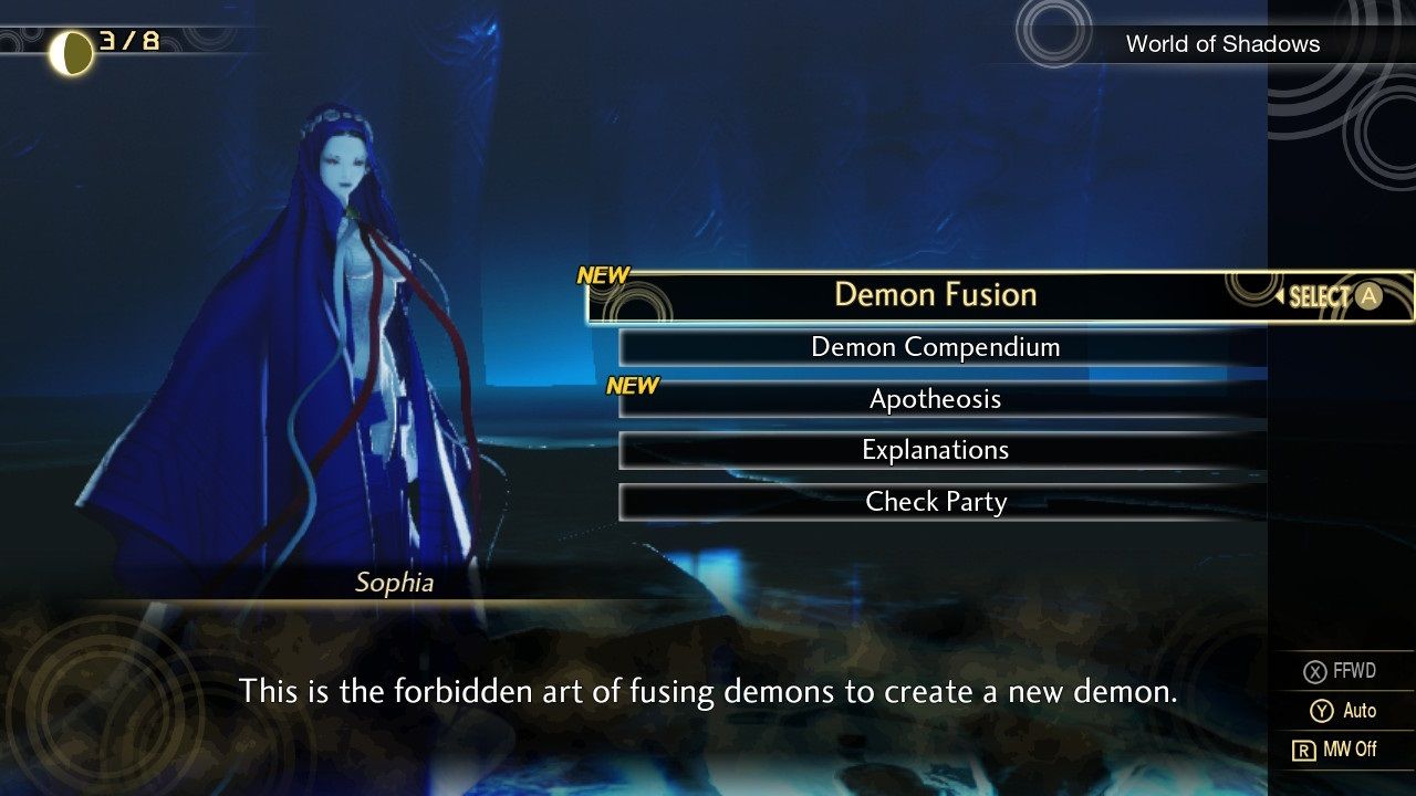 Menú de Shin Megami Tensei 5 El mundo de las sombras