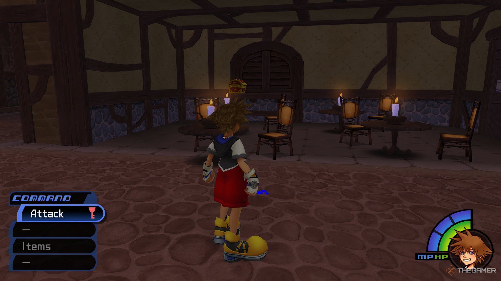KINGDOM HEARTS - HD 1.5+2.5 ReMIX - Sora junto a la trinidad azul frente al café
