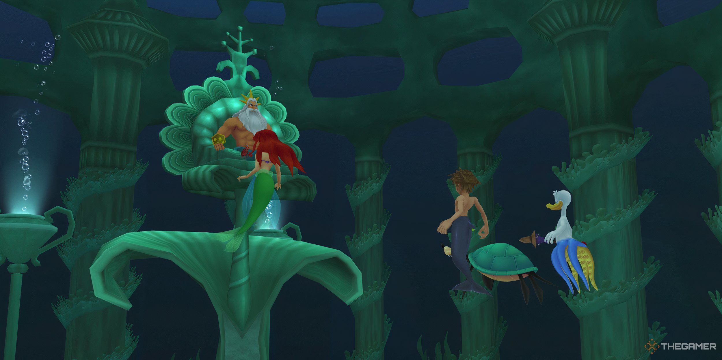 KINGDOM HEARTS HD 1.5+2.5 ReMIX Atlantica Sora, Donald, Goofy y Ariel en el Palacio de Tritón