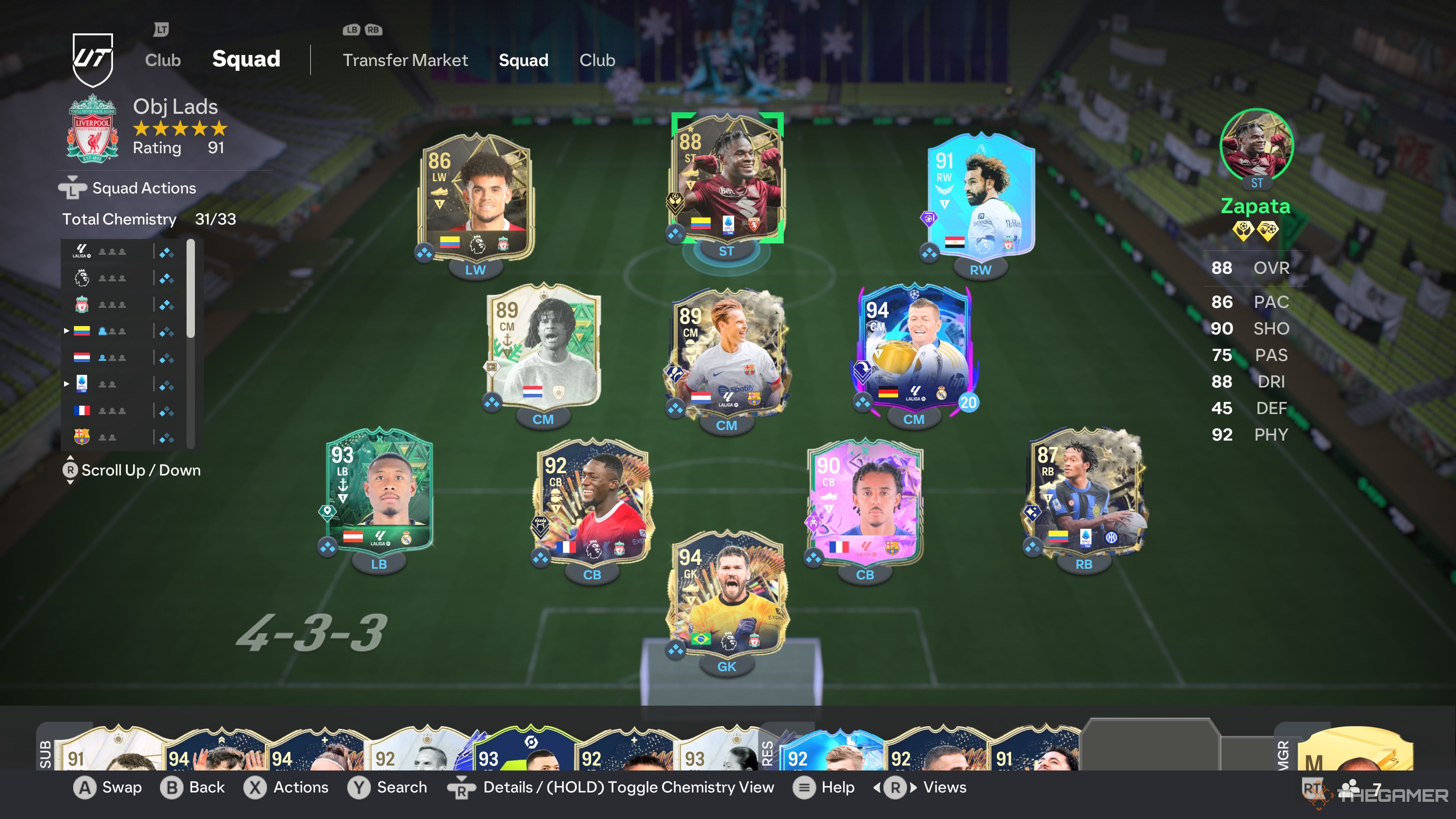 El ejemplo del equipo Johan Mojica Make Your Mark Challenge en EA Sports FC 24.