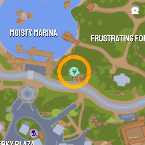 Ubicación del tercer abalorio de Goofville en el mapa en Goat Simulator 3 Multiverse of Nonsense.
