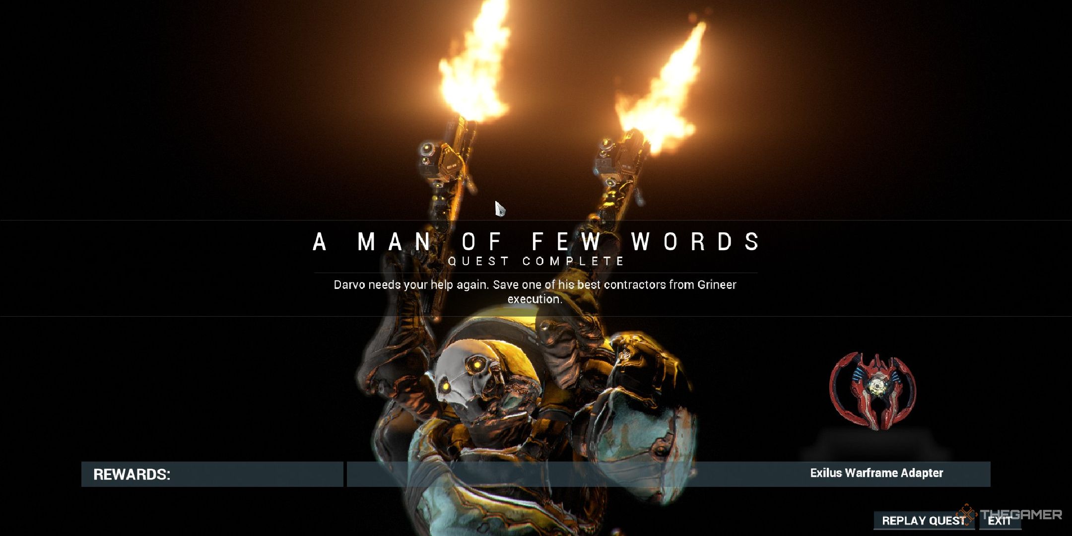Finalización de la misión del Hombre de pocas palabras de Warframe