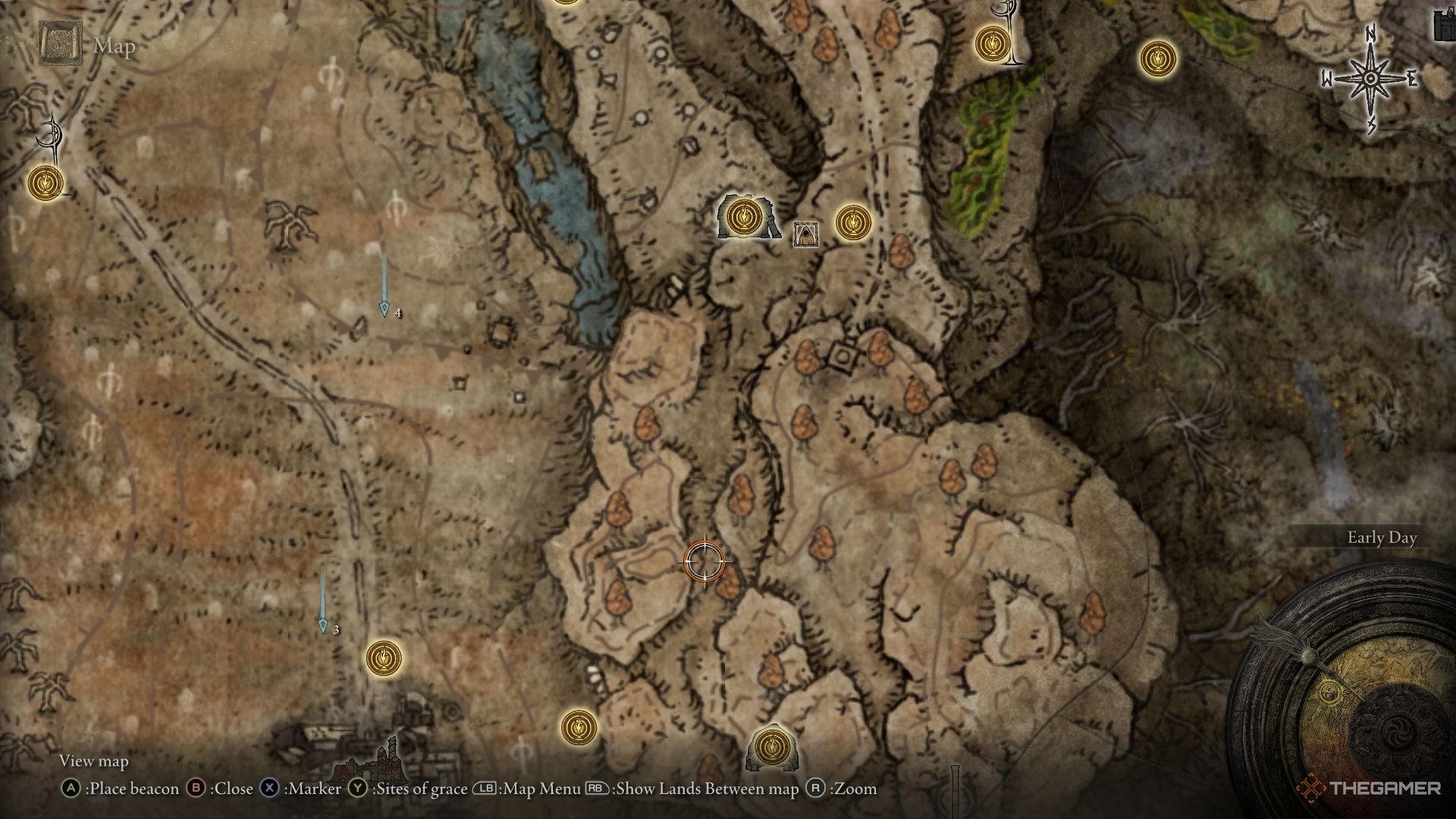 Mapa de Sombra del Árbol Erd que muestra la ubicación de la Campana del Herbolario en Elden Ring.