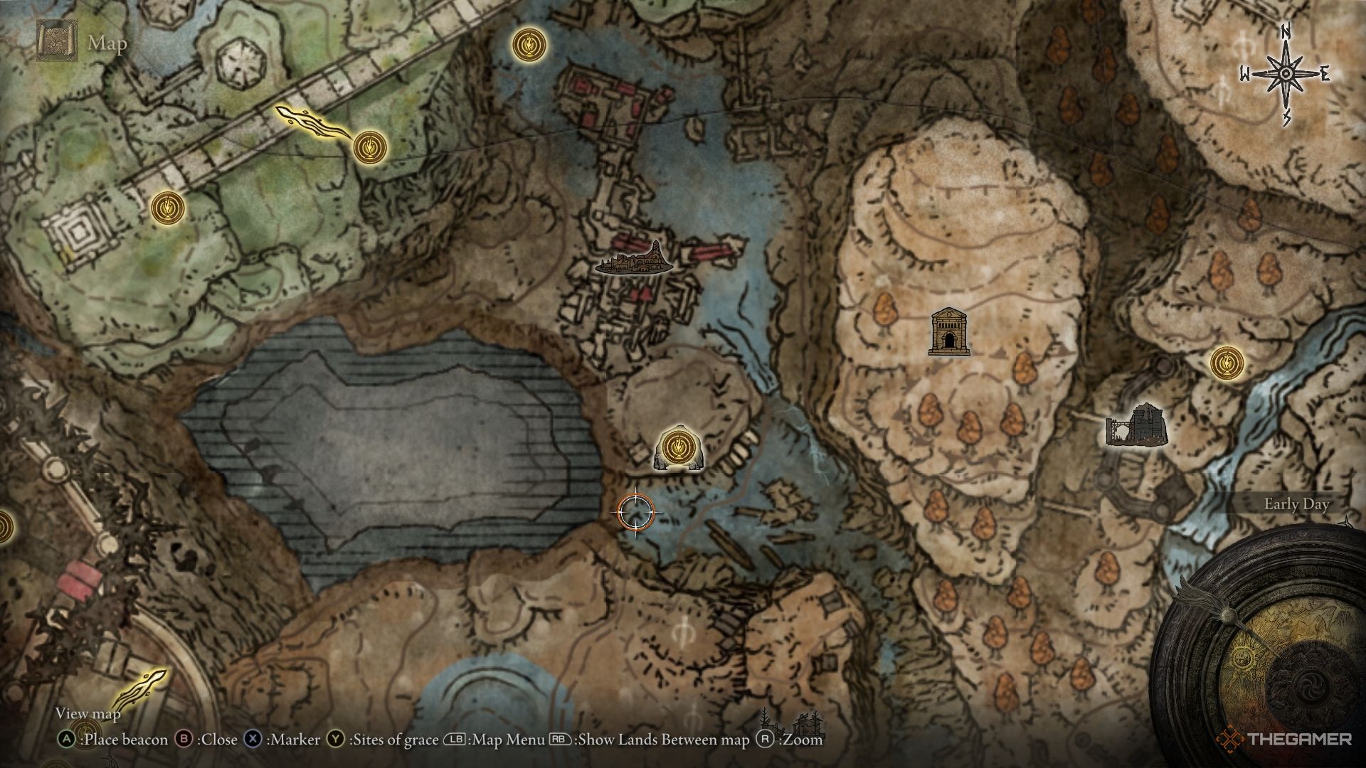 Mapa de Sombra del Árbol Erd que muestra la ubicación de la Campana del Vendedor de Hongos (1) en Elden Ring.