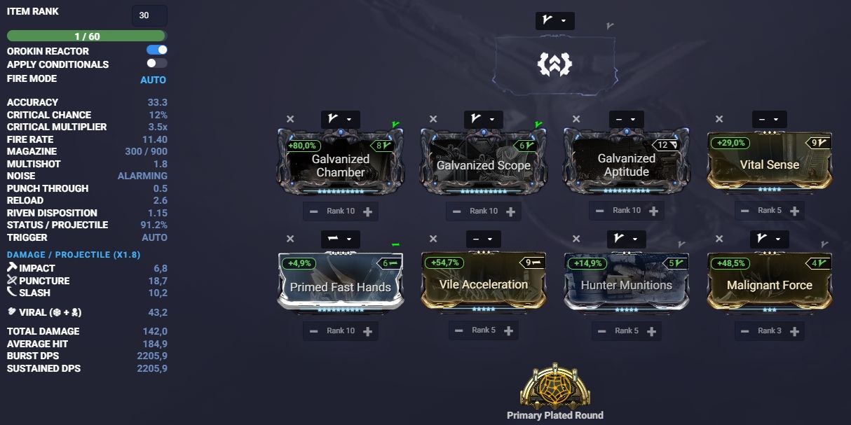 Configuración de Quellor en Warframe Overframe