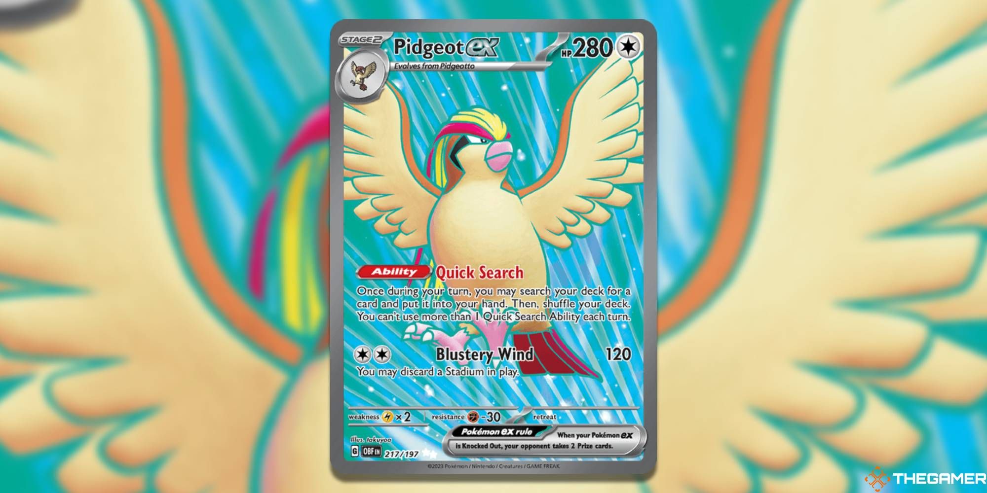 Pidgeot Ex ultra raro de Llamas obsidianas de TCG Pokémon