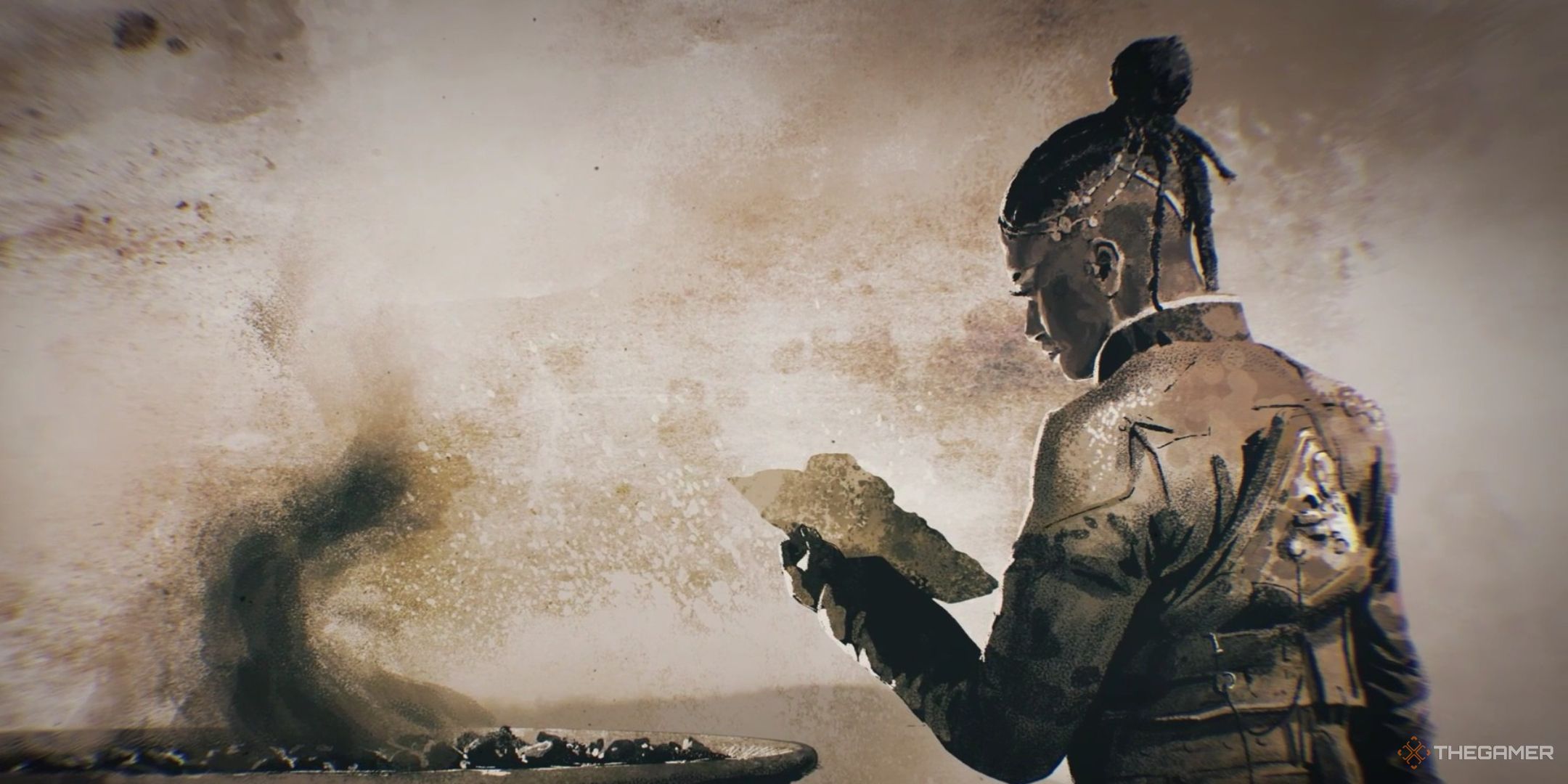 Nor Vanek lee la carta de Baz en la secuencia de apertura de Flintlock: The Siege of Dawn