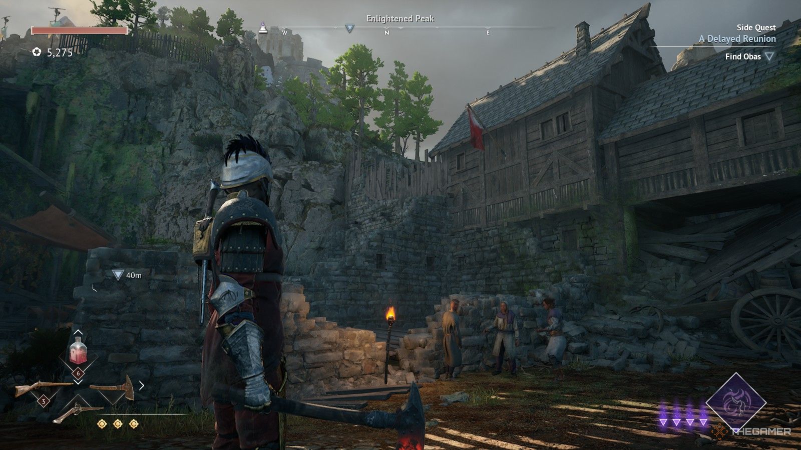 La pancarta en el campamento base de Iluminated Peak en Flintlock: El asedio del amanecer.