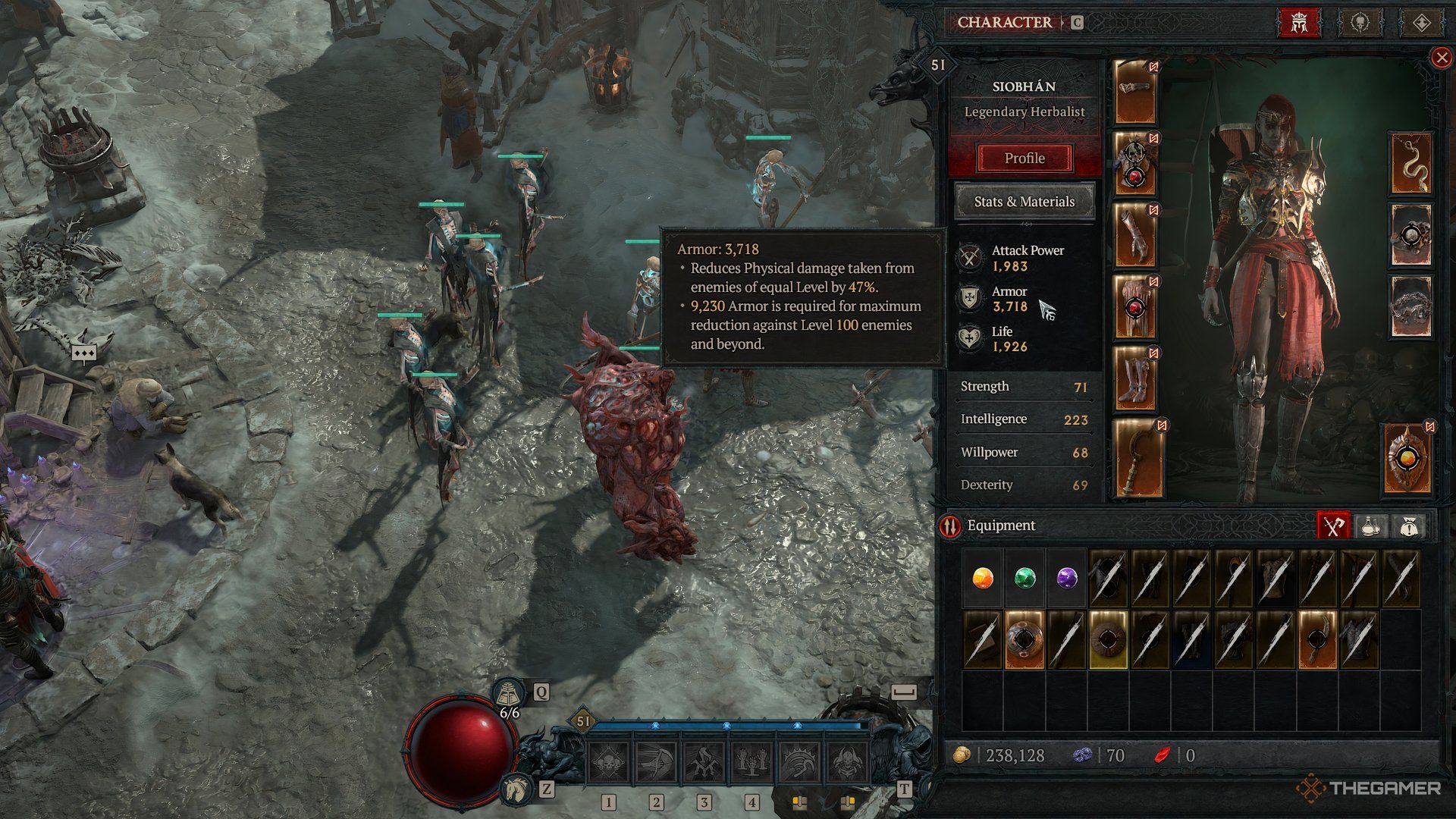 La estadística de armadura en Diablo 4.