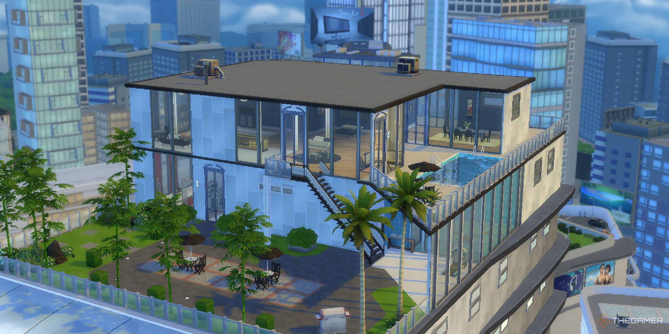Edificio de apartamentos de Los Sims 4 desde fuera