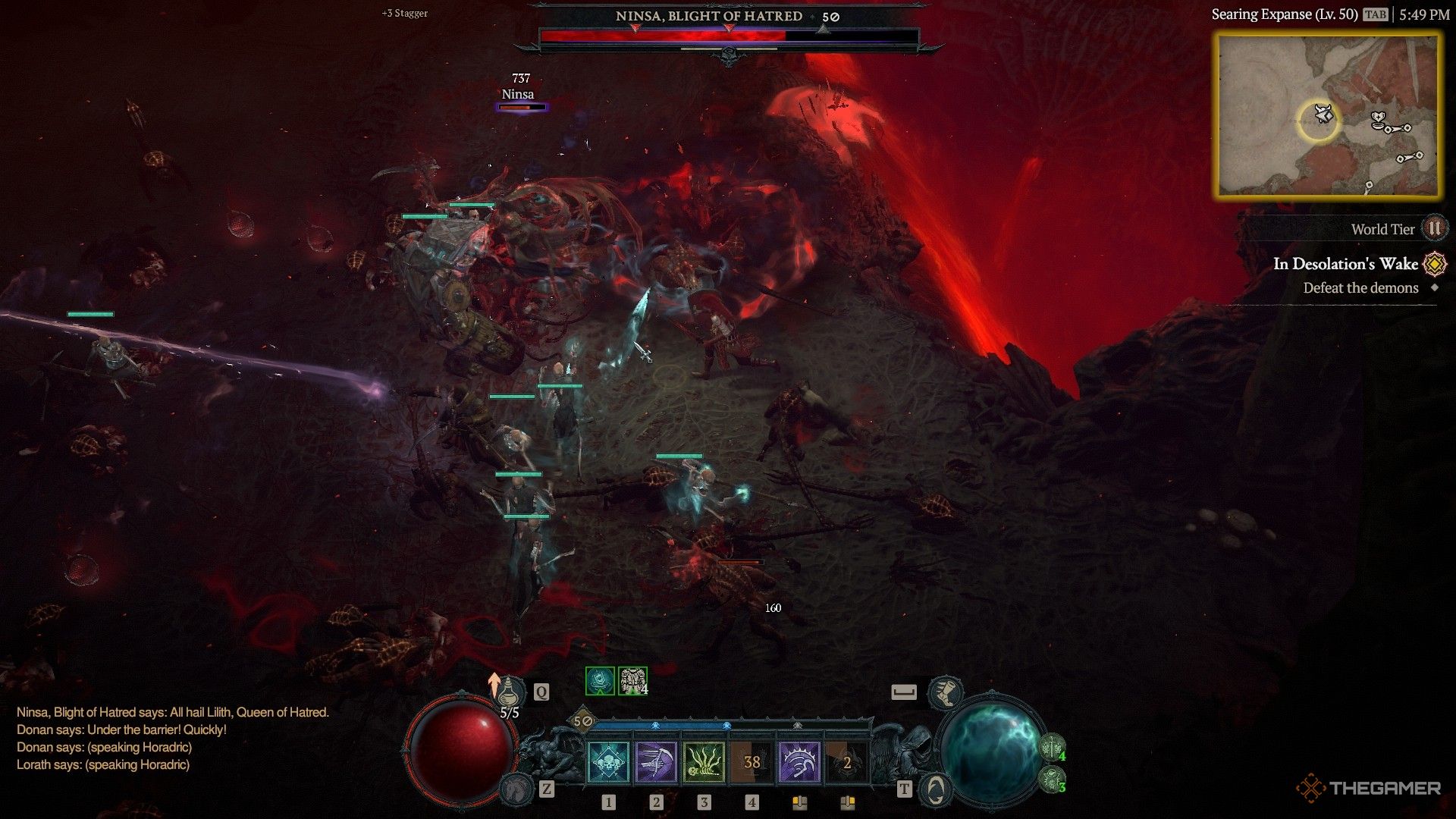 Etapa 2 de la pelea de Ninsa en Diablo 4.